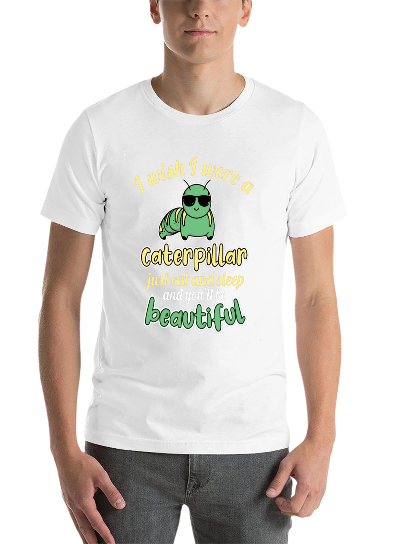 Black Funny Caterpillar T-Shirt - Eat, Sleep, Beautiful view 14