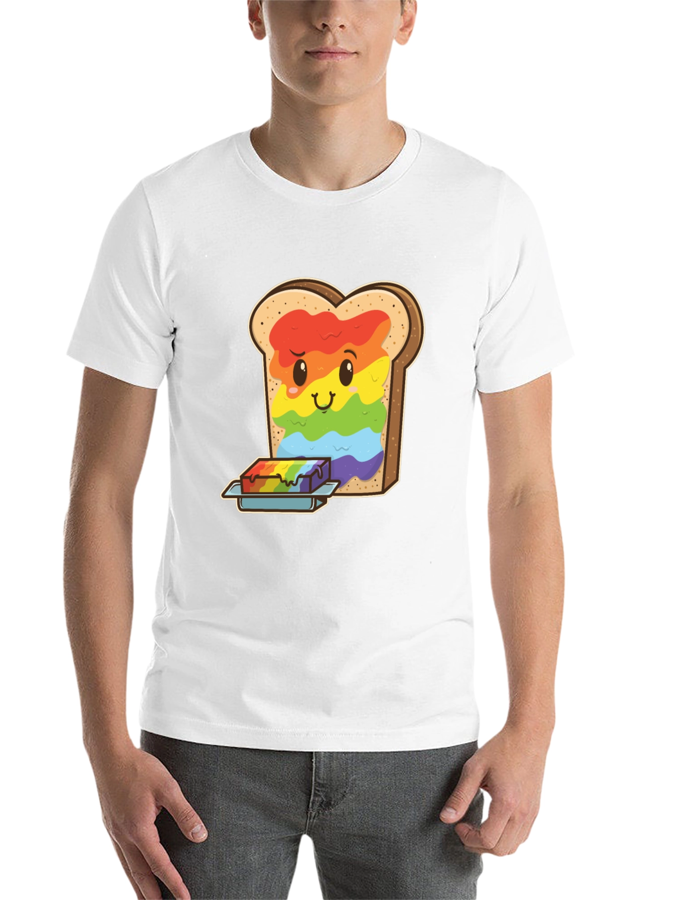 Black Rainbow Toast Graphic Tee - Unique Novelty Shirt view 14