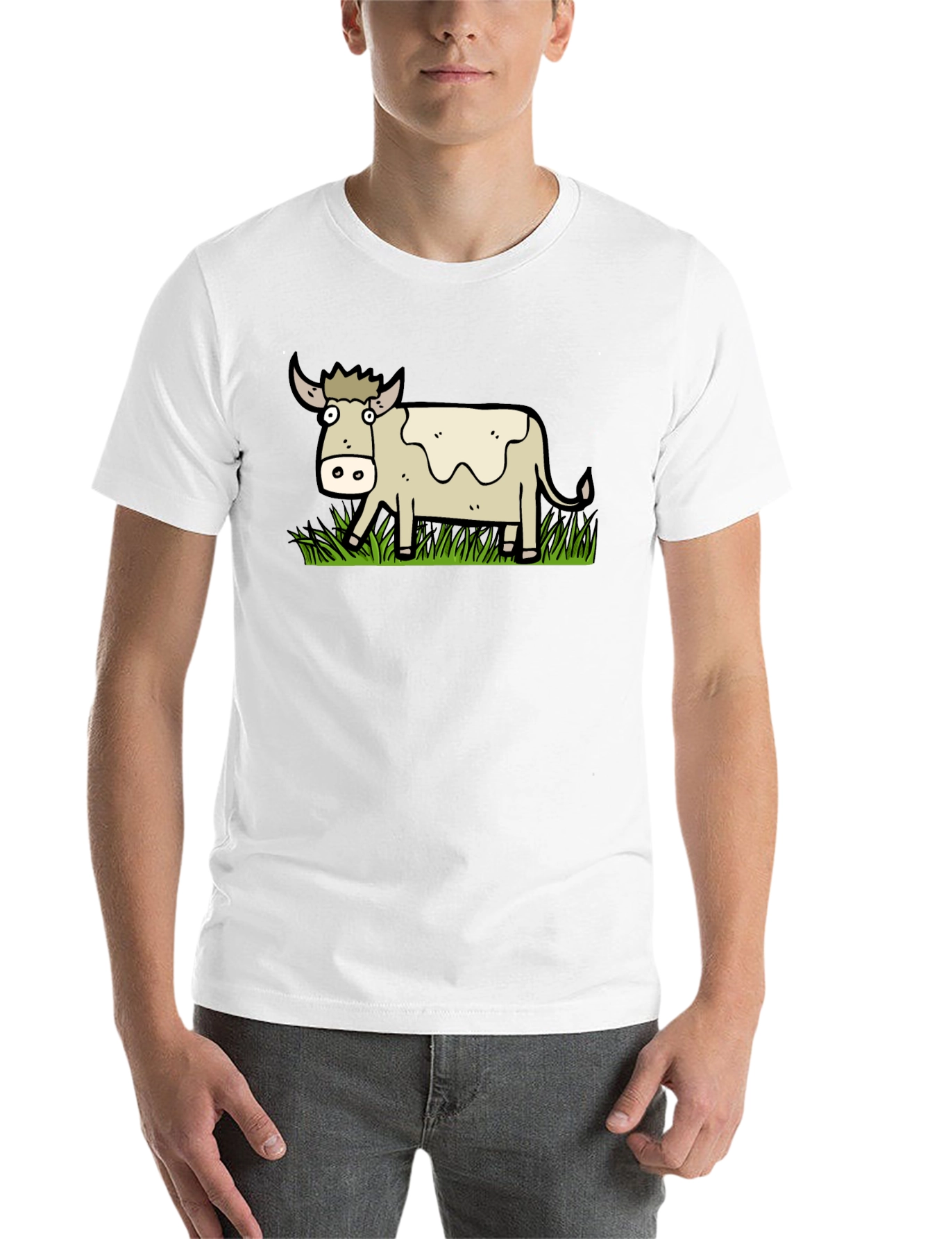 Black Cartoon Cow Graphic T-Shirt - Unisex view 14