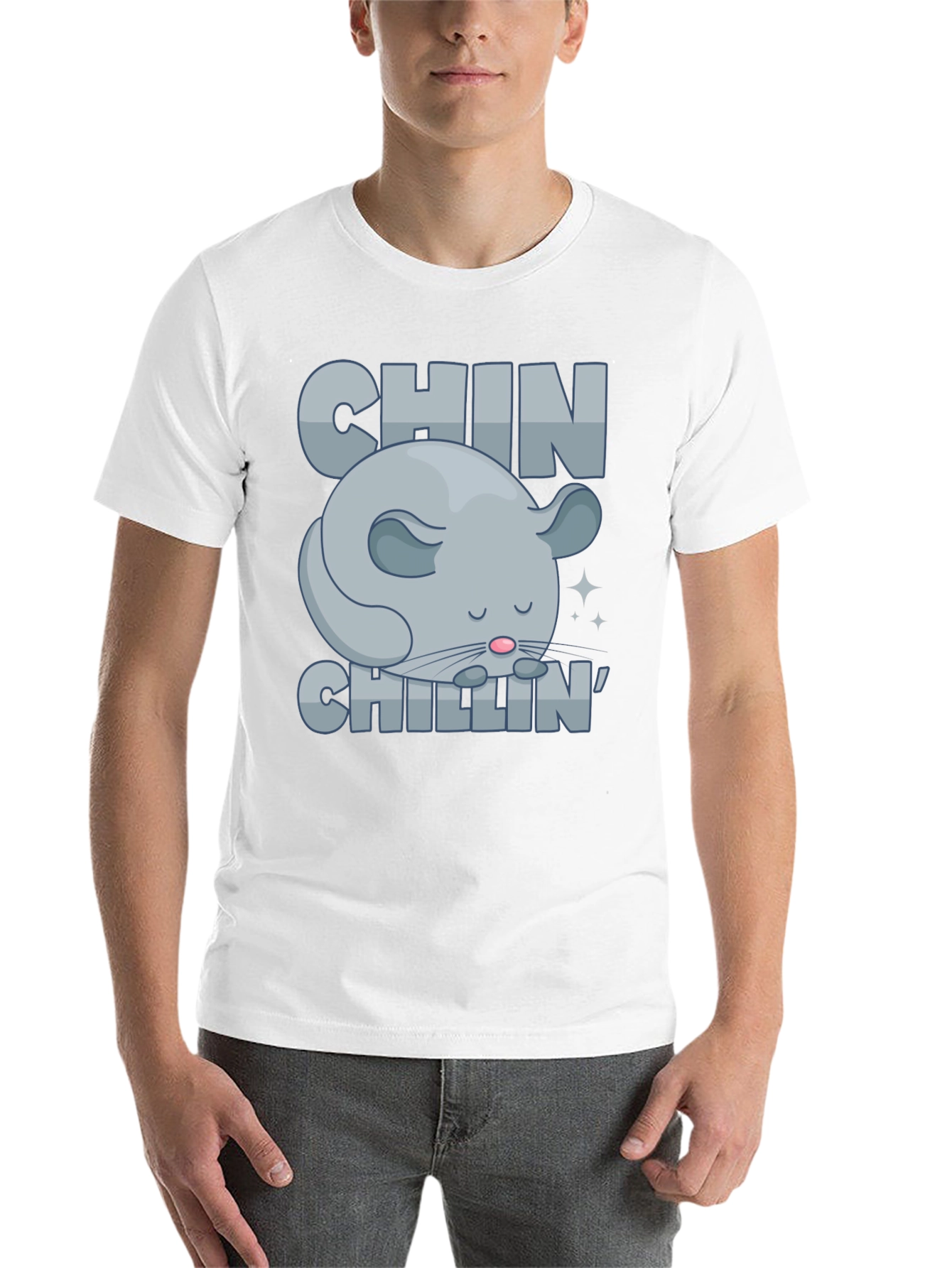 Black Chin Chillin' T-Shirt, Funny Chinchilla Graphic Tee view 14