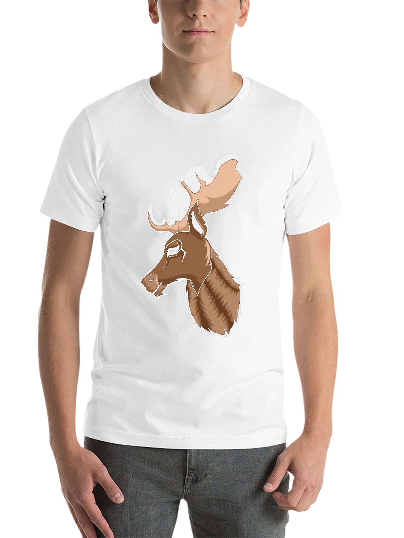 Black Moose Graphic Print T-Shirt - Black, Casual view 14