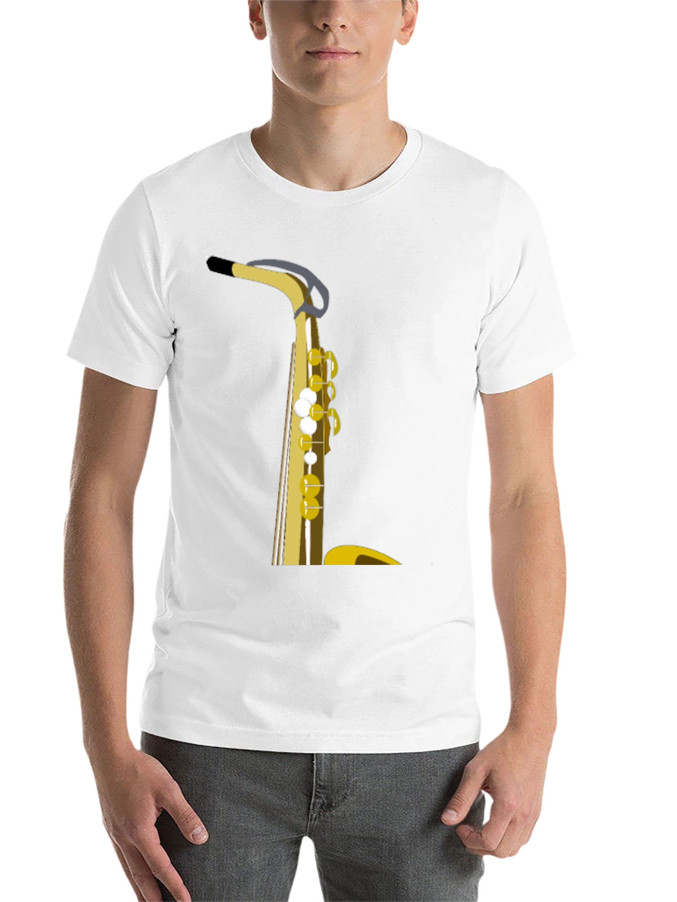 Black Saxophone Graphic Tee - Black Cotton Casual Wear view 14
