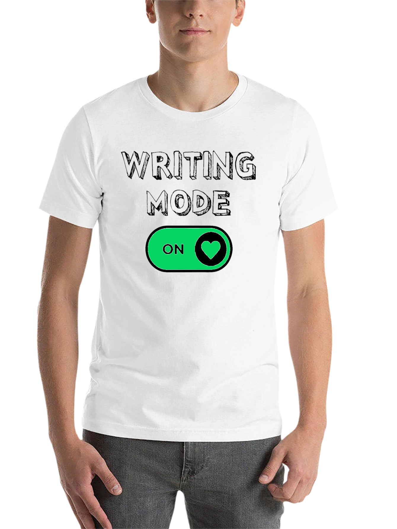 Black Writing Mode On Heart T-Shirt - Black view 14