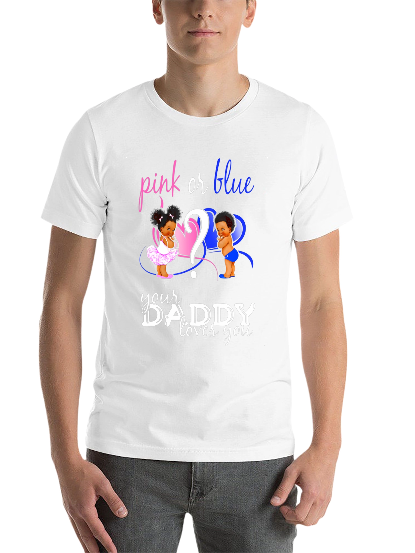 Black Pink or Blue Gender Reveal Daddy T-Shirt view 14