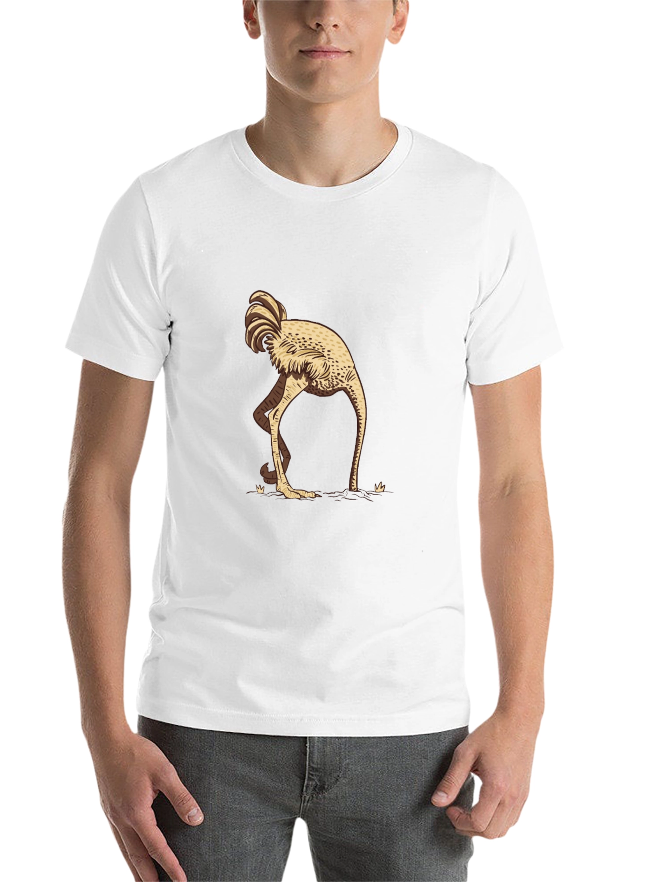 Black Ostrich Head in Sand Graphic Tee - Black view 14