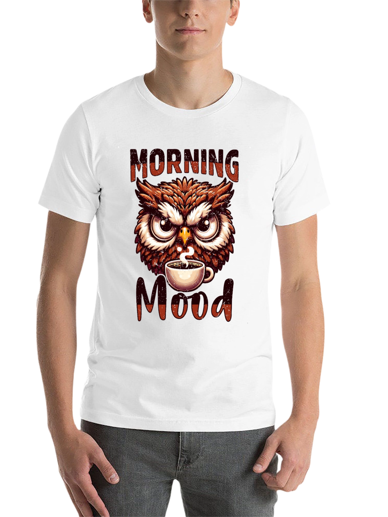 Black Morning Mood Owl T-Shirt - Coffee Lover Apparel view 14