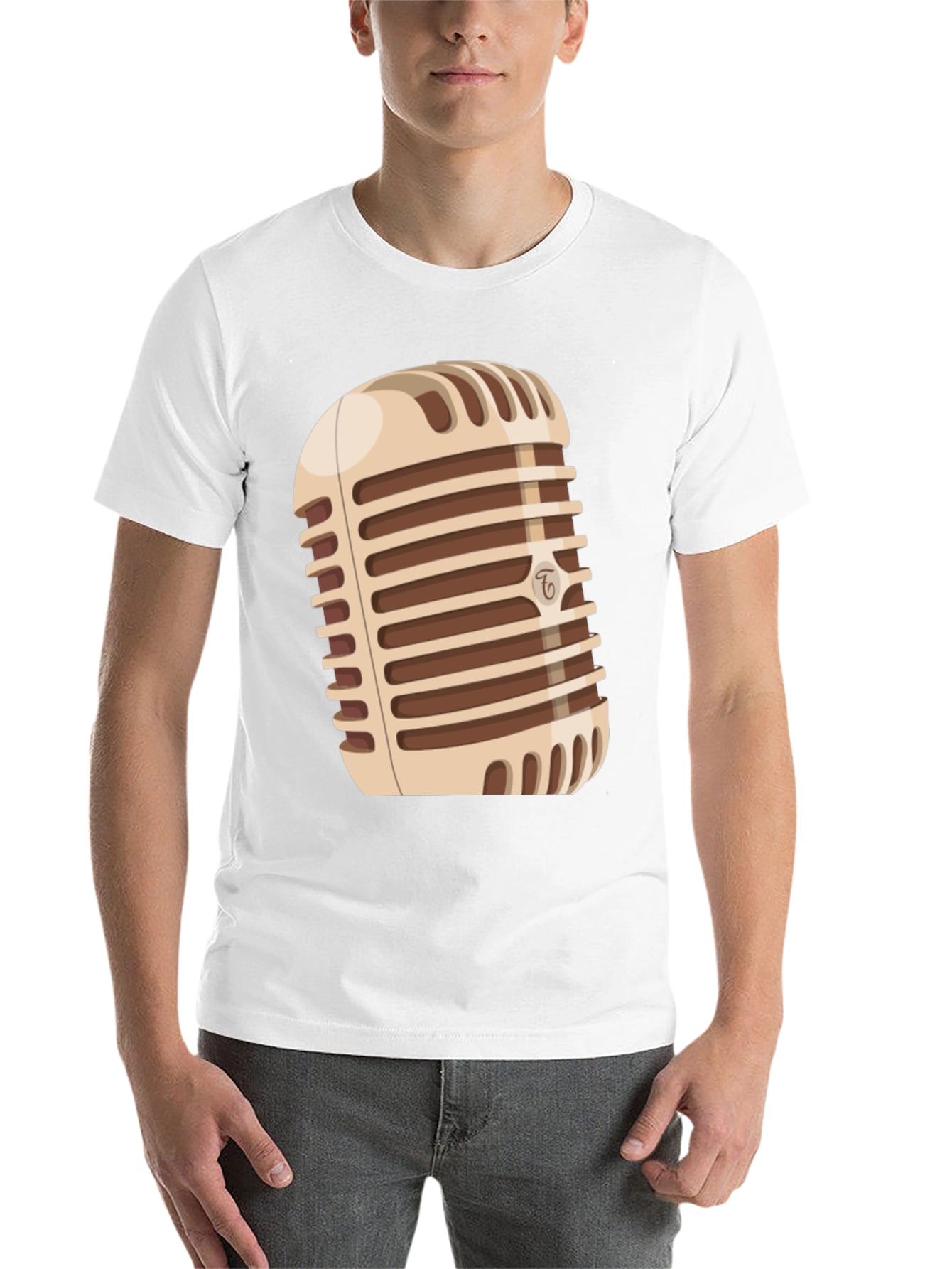 Black Vintage Microphone Graphic T-Shirt view 14