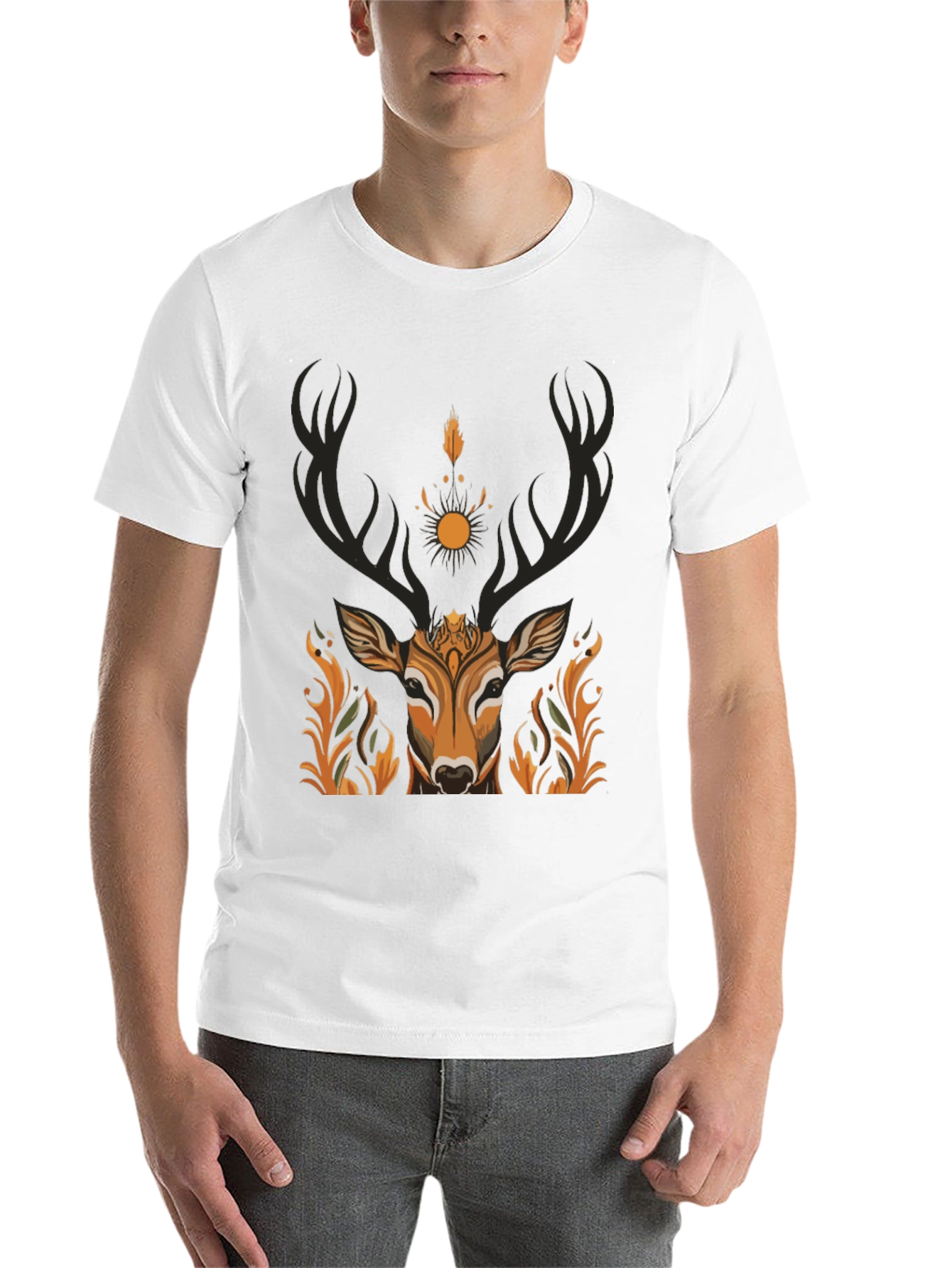 Black Mystic Deer Graphic Tee - Nature Inspired Design view 14