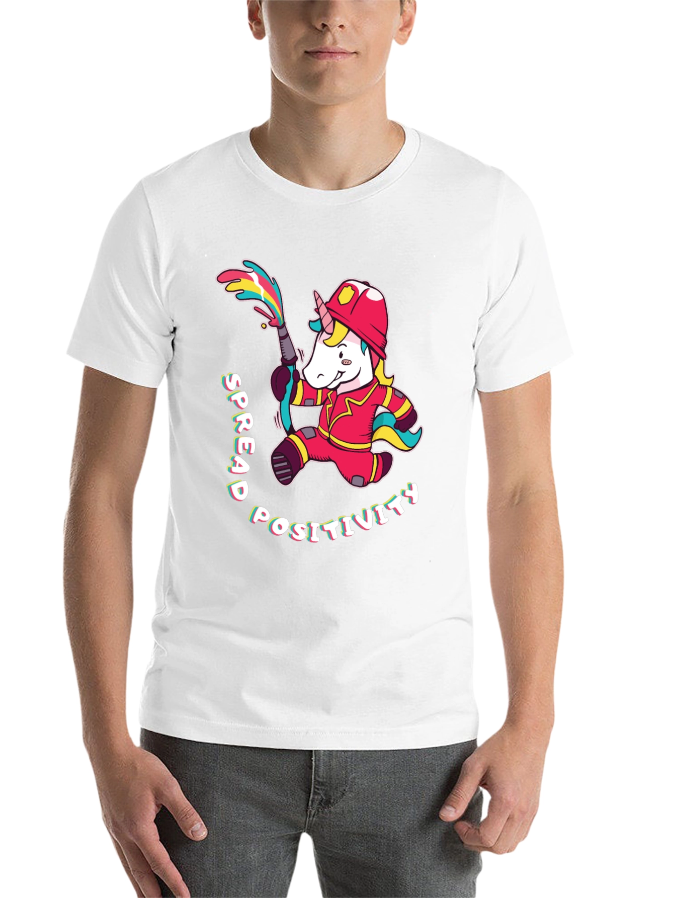 Black Unicorn Firefighter T-Shirt - Spread Positivity view 14