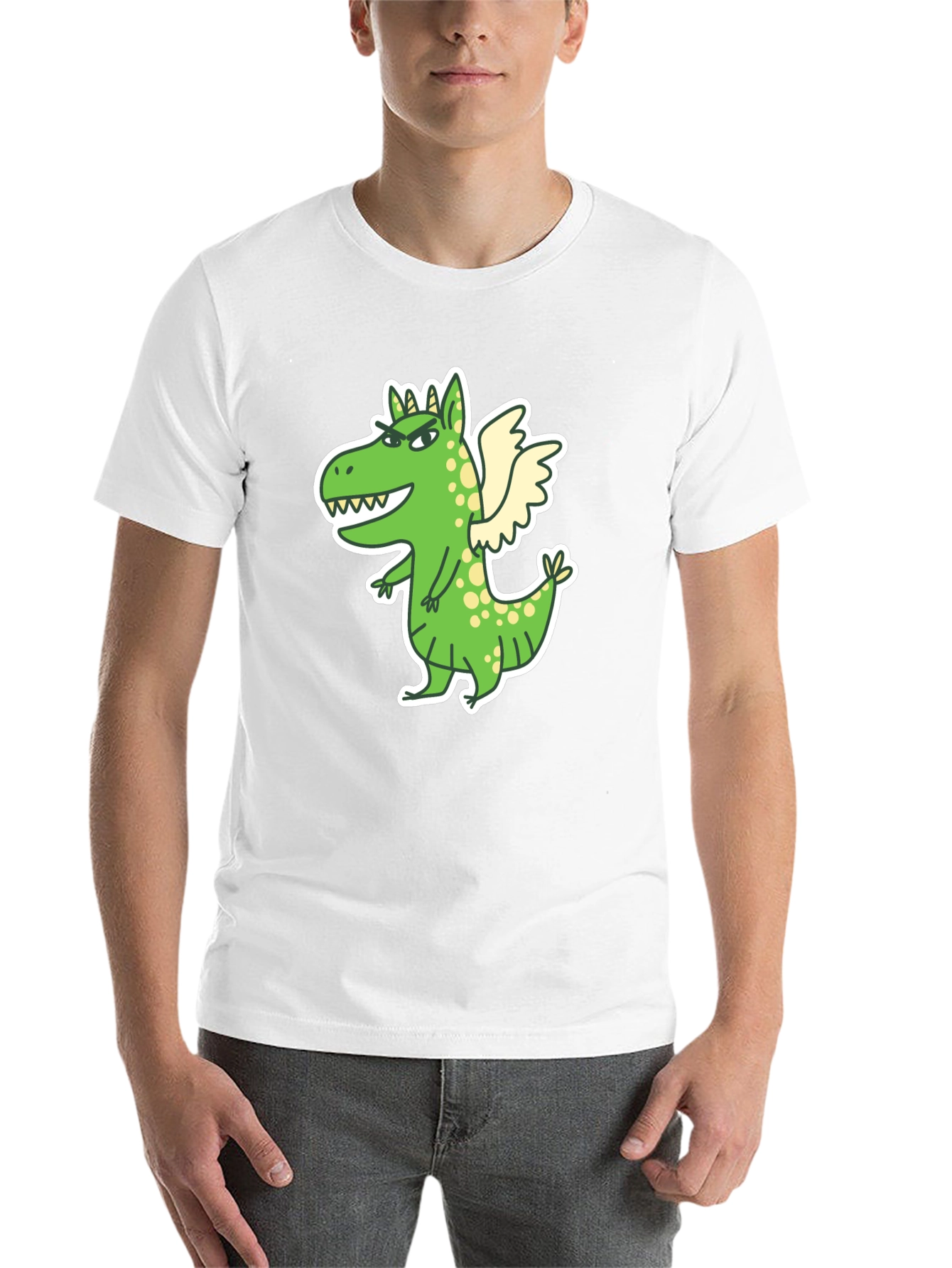 Black Dragon Cartoon Print Black T-Shirt view 14