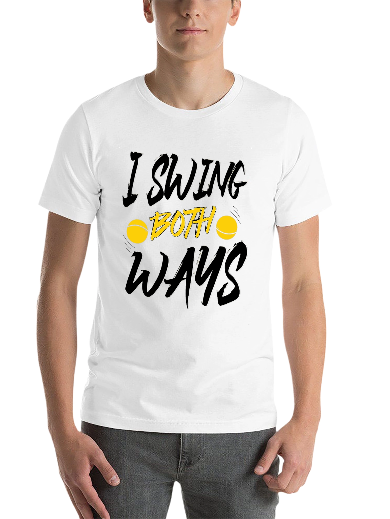 Black I Swing Both Ways Graphic T-Shirt - Adult Humor Tee view 14