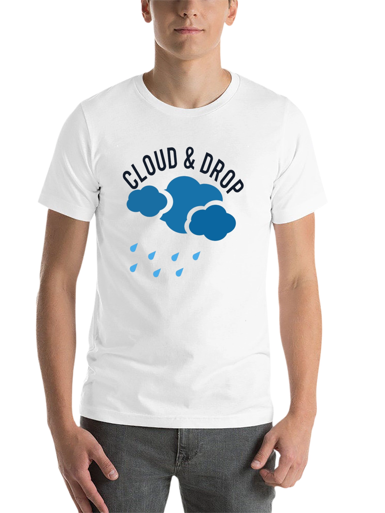 Black Cloud & Drop Graphic T-Shirt - Modern Casual Wear view 14