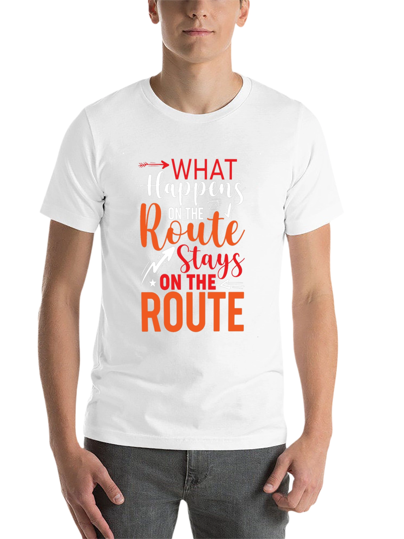 Black What Happens On The Route Stays Graphic T-Shirt view 14