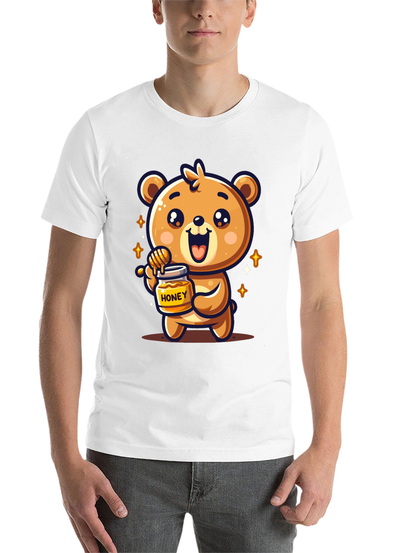 Black Cute Bear Honey Jar Graphic Tee view 14