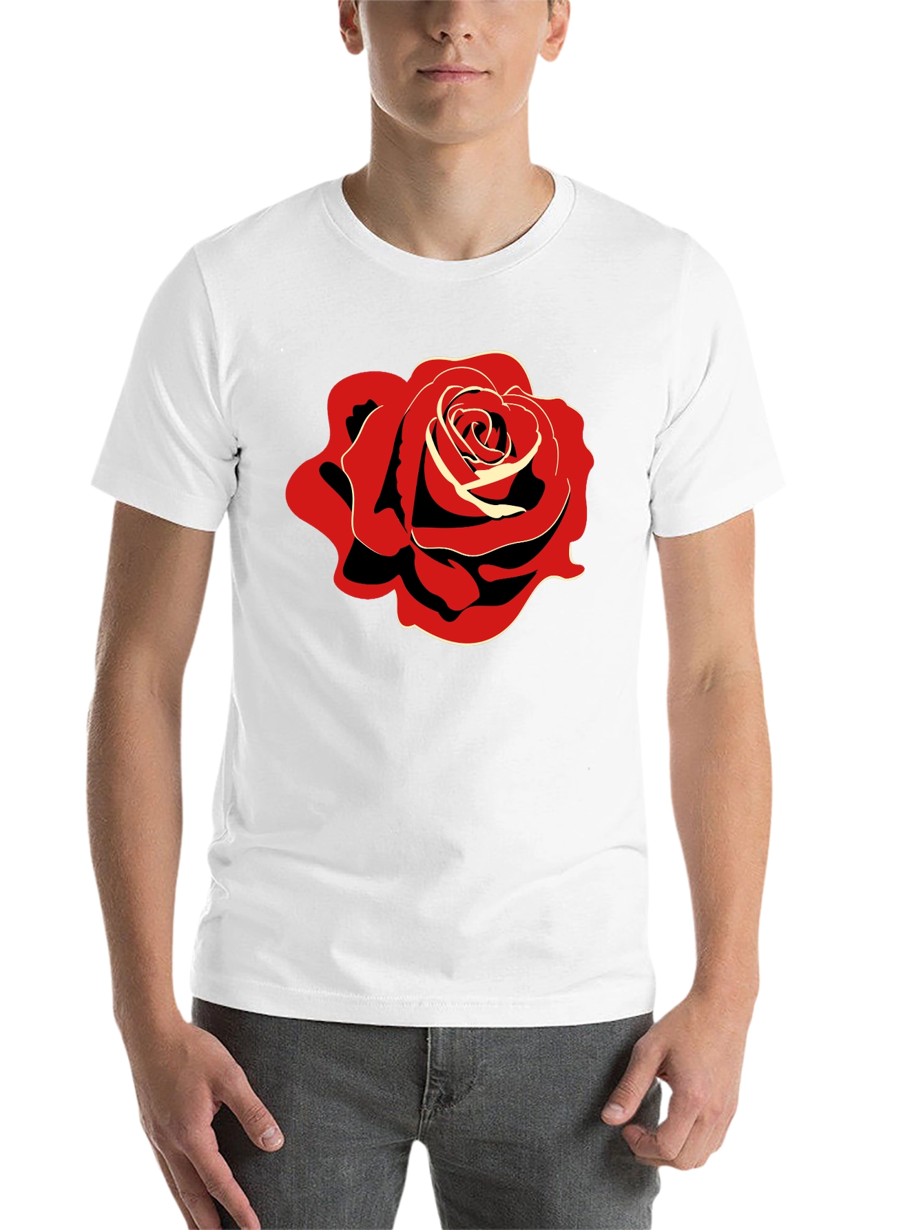 Black Bold Rose Graphic Black T-Shirt view 14