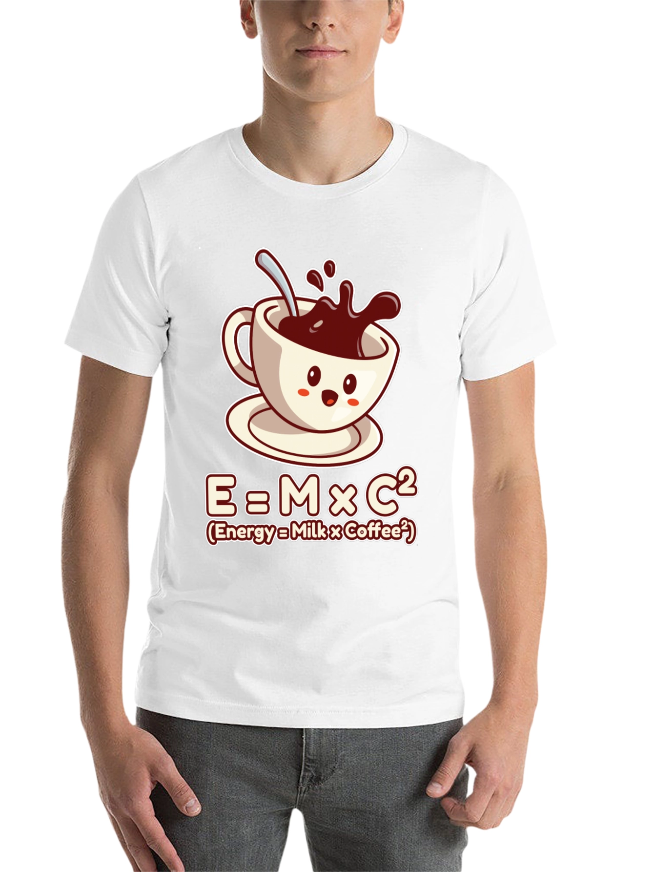 Black Funny Coffee Lover T-Shirt - Energy = Milk x Coffee view 14