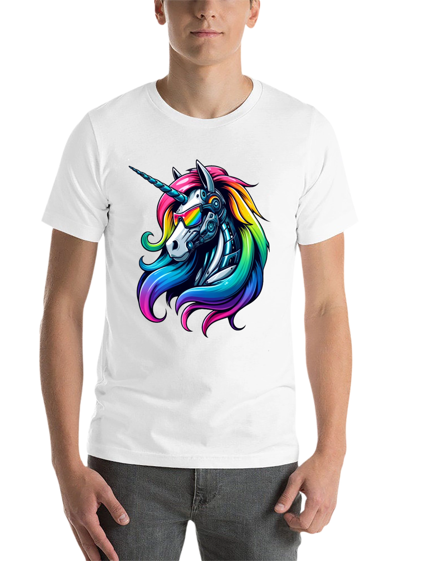Black Cyberpunk Unicorn Graphic Tee view 14