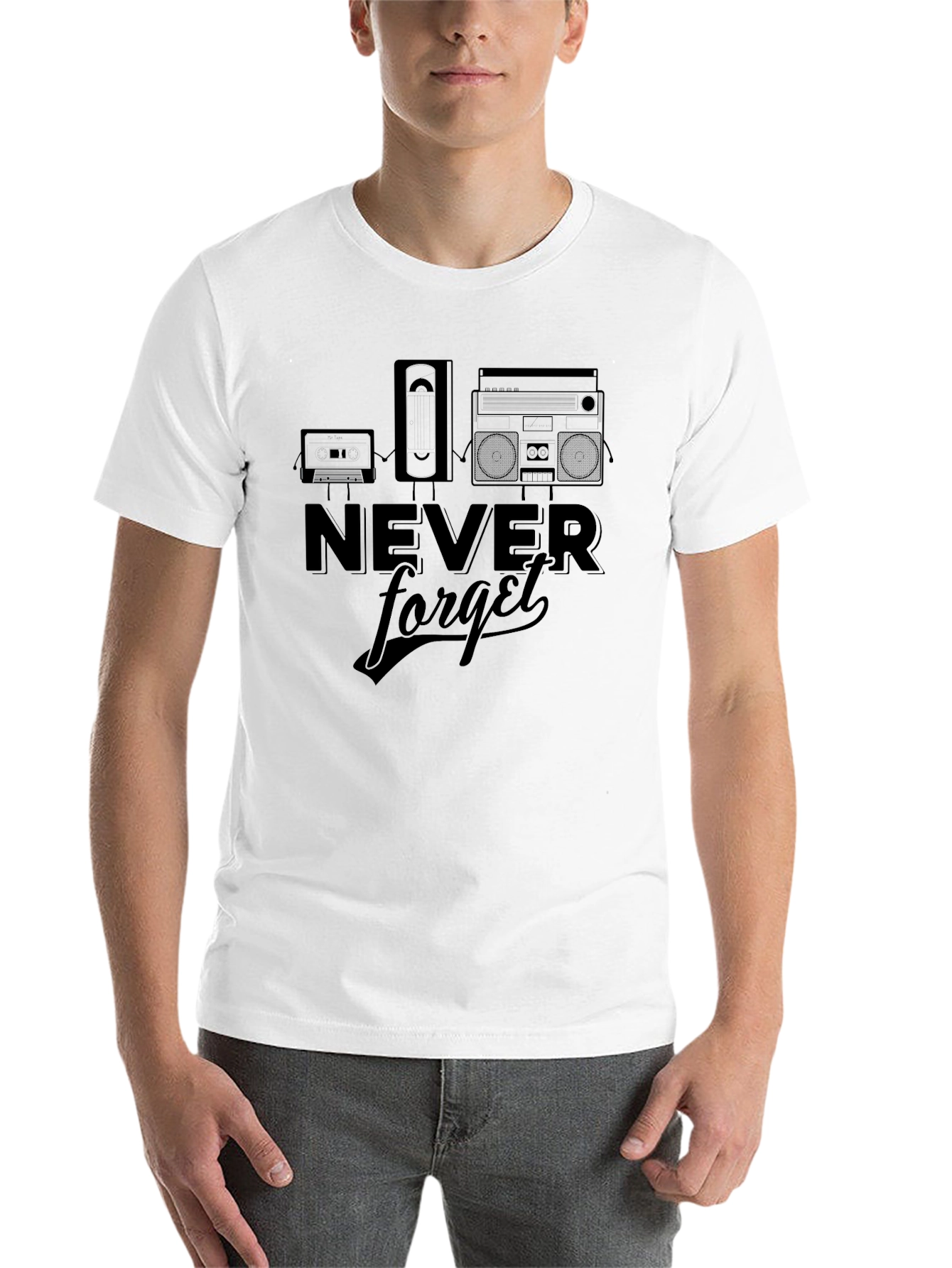 Black Retro Never Forget Black T-Shirt view 14