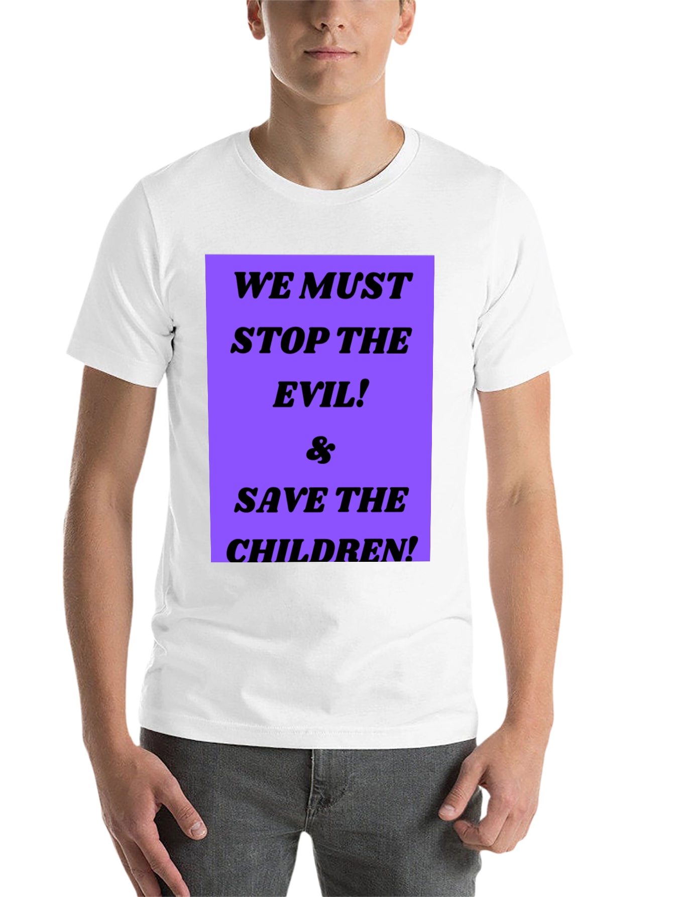 Black Stop the Evil Save the Children T-Shirt view 14