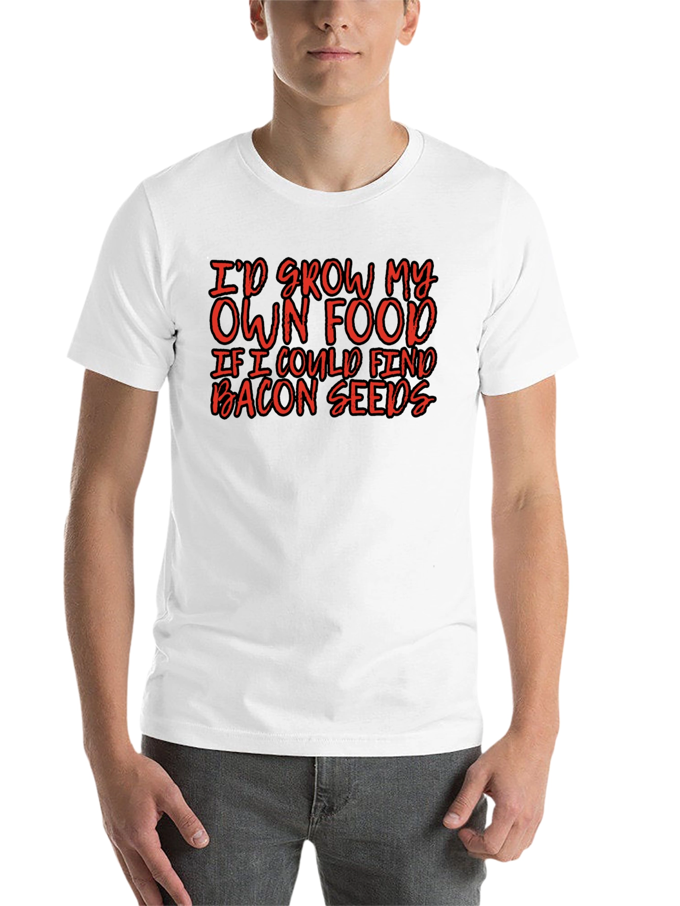 Black Funny Bacon Seeds T-Shirt, Novelty Graphic Tee view 14