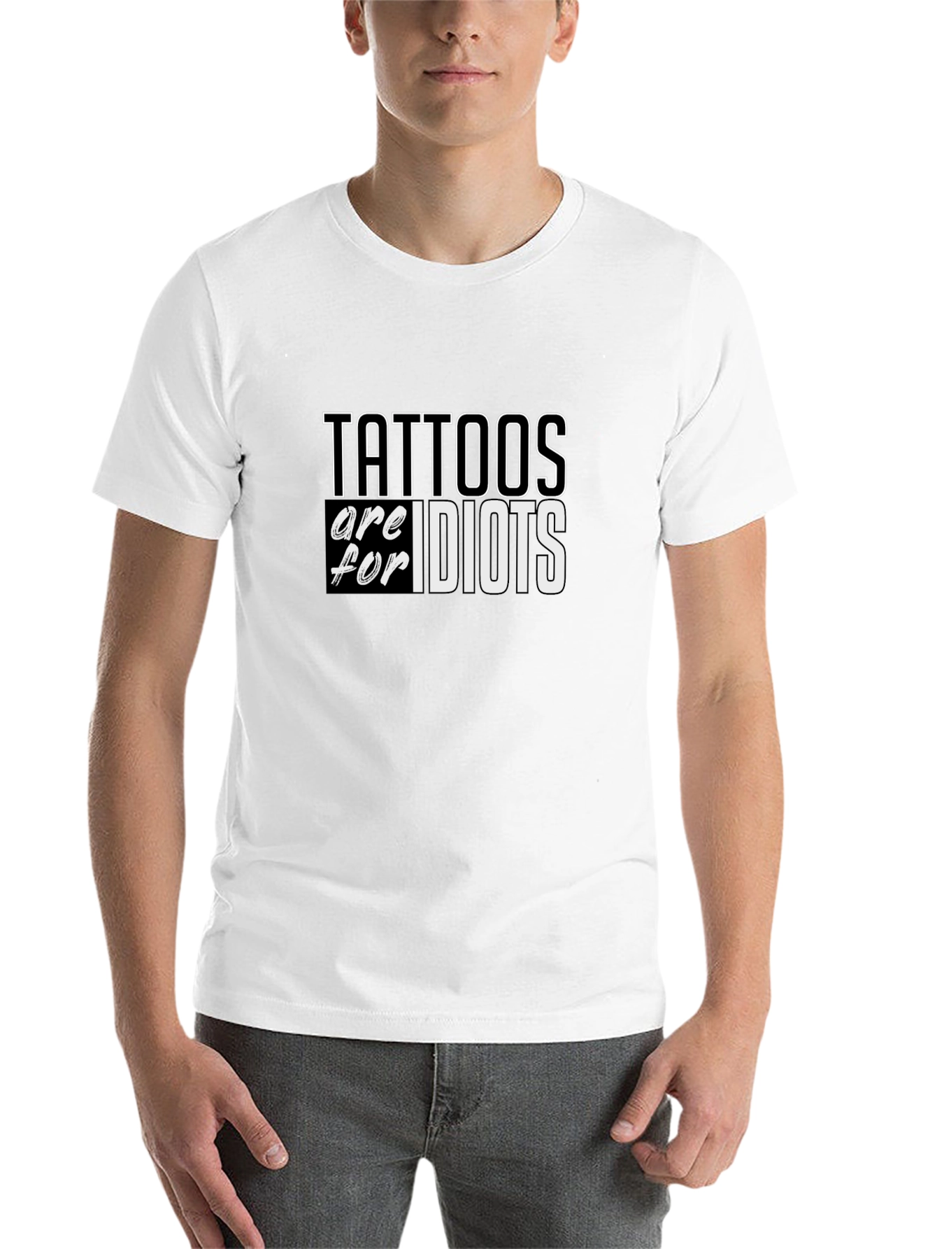 Black Tattoos Are For Idiots Slogan Tee - Black view 14