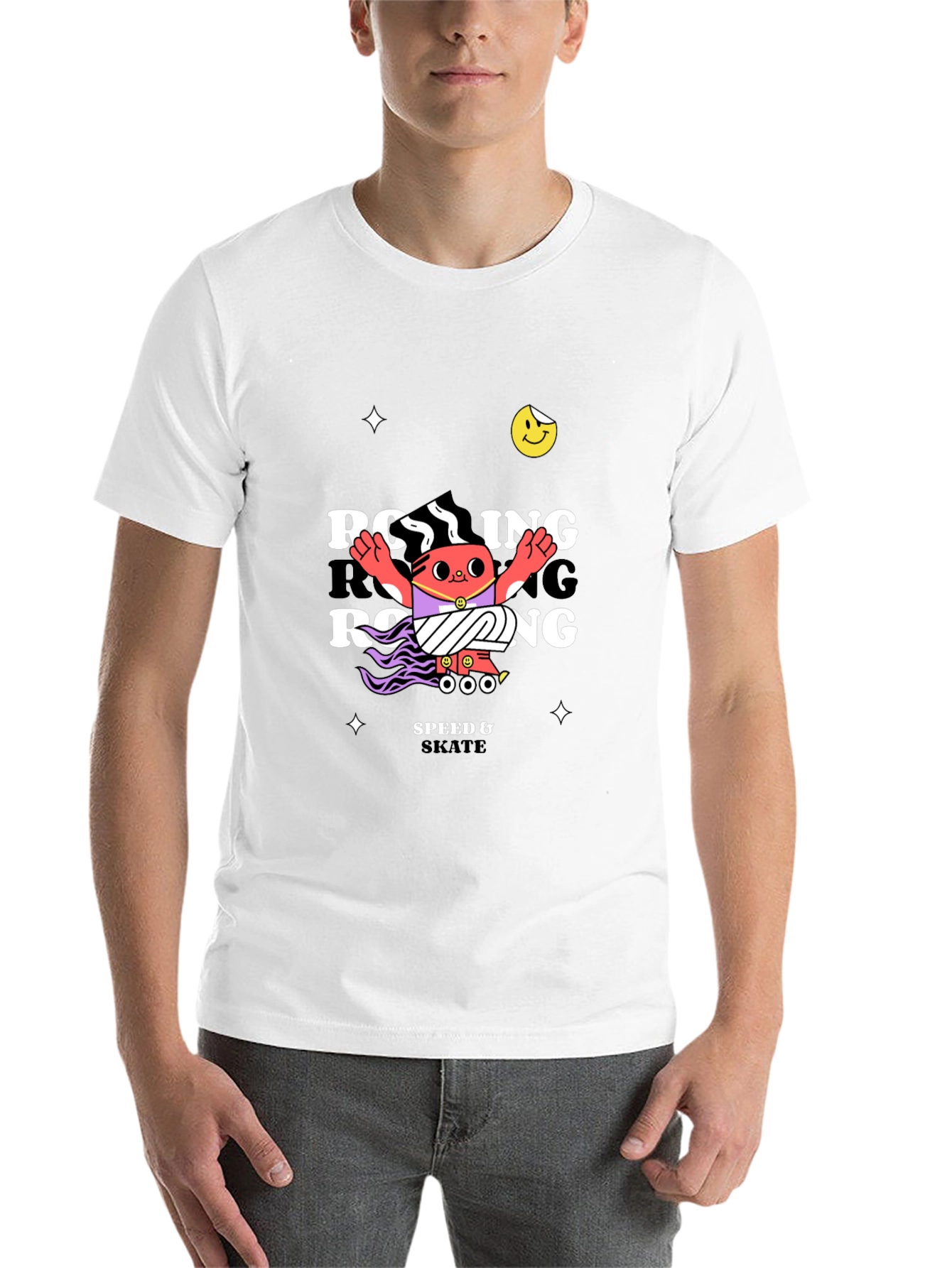 Black Rolling Skate Graphic Black T-Shirt view 14