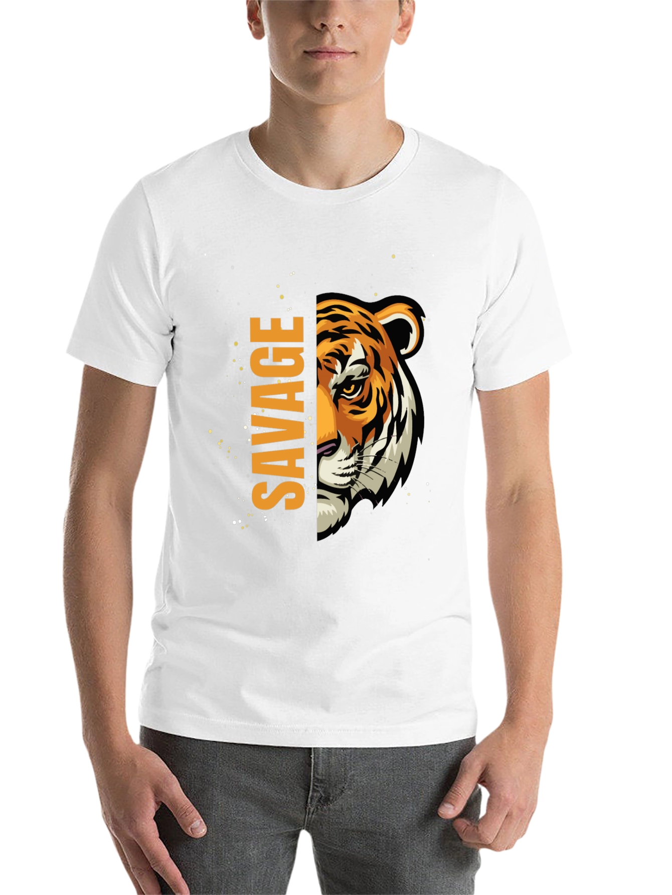 Black Savage Tiger Graphic Black T-Shirt view 14