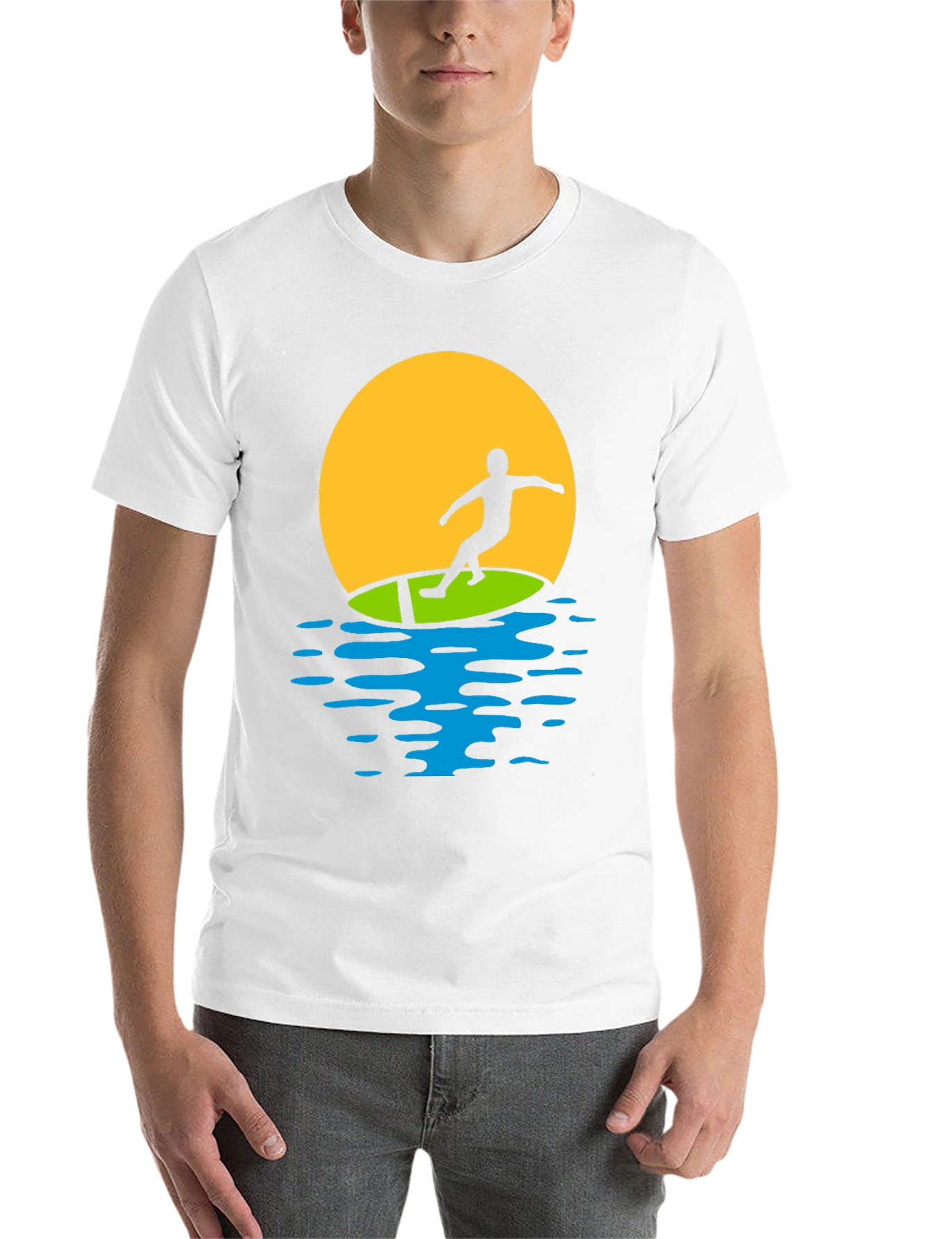 Black Surfer Sunset Graphic Tee - Black Cotton T-Shirt view 14