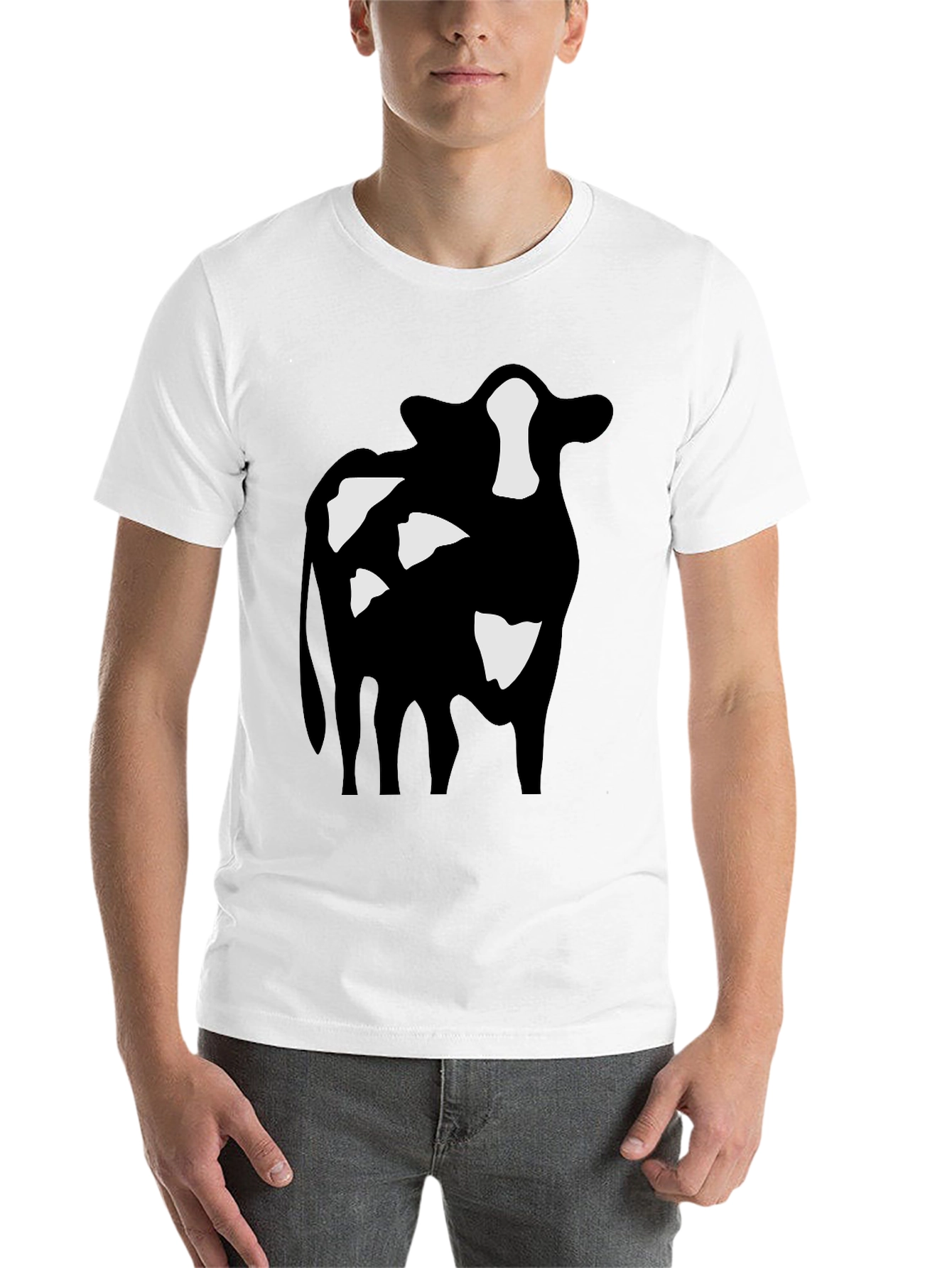 Black Cow Print Black T-Shirt view 14