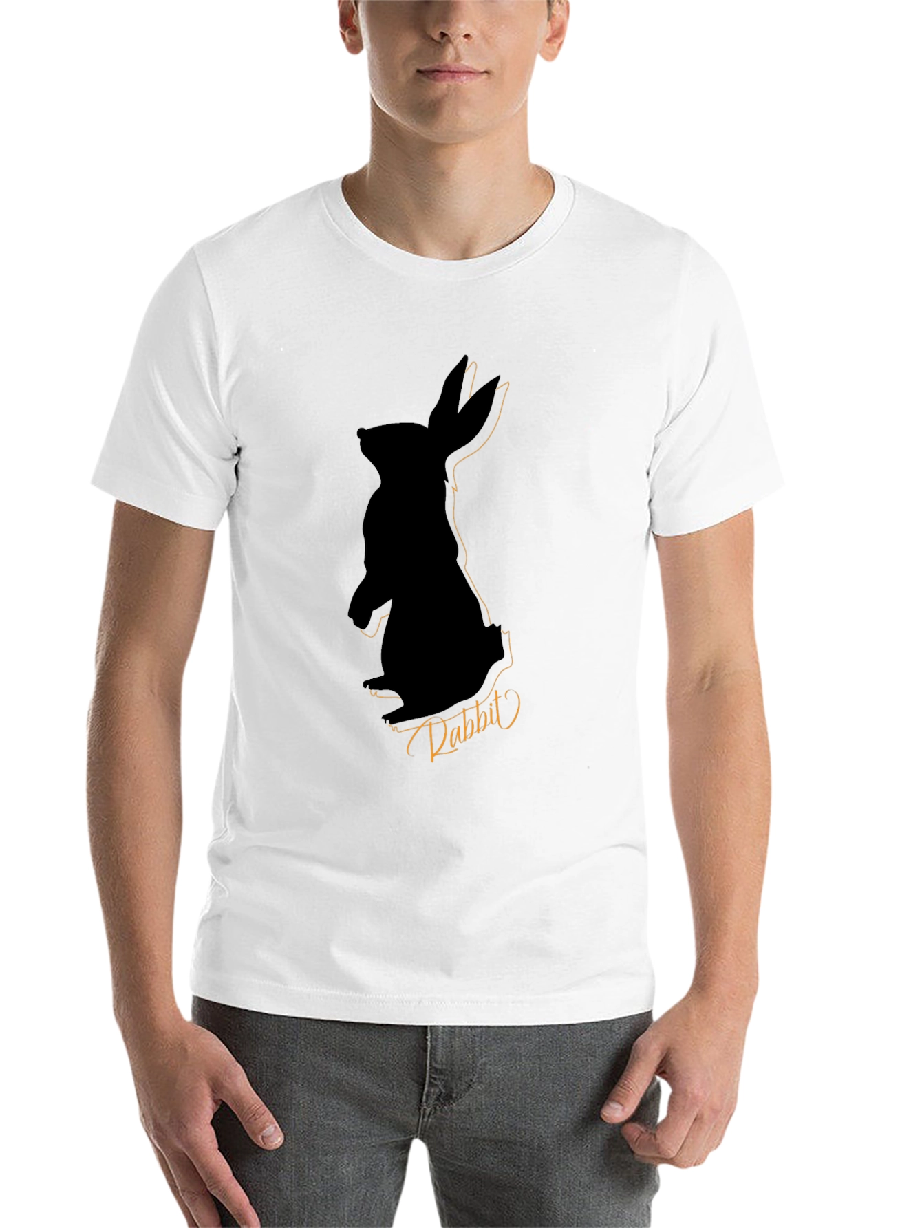 Black Men's Black Rabbit Silhouette Graphic Tee view 14