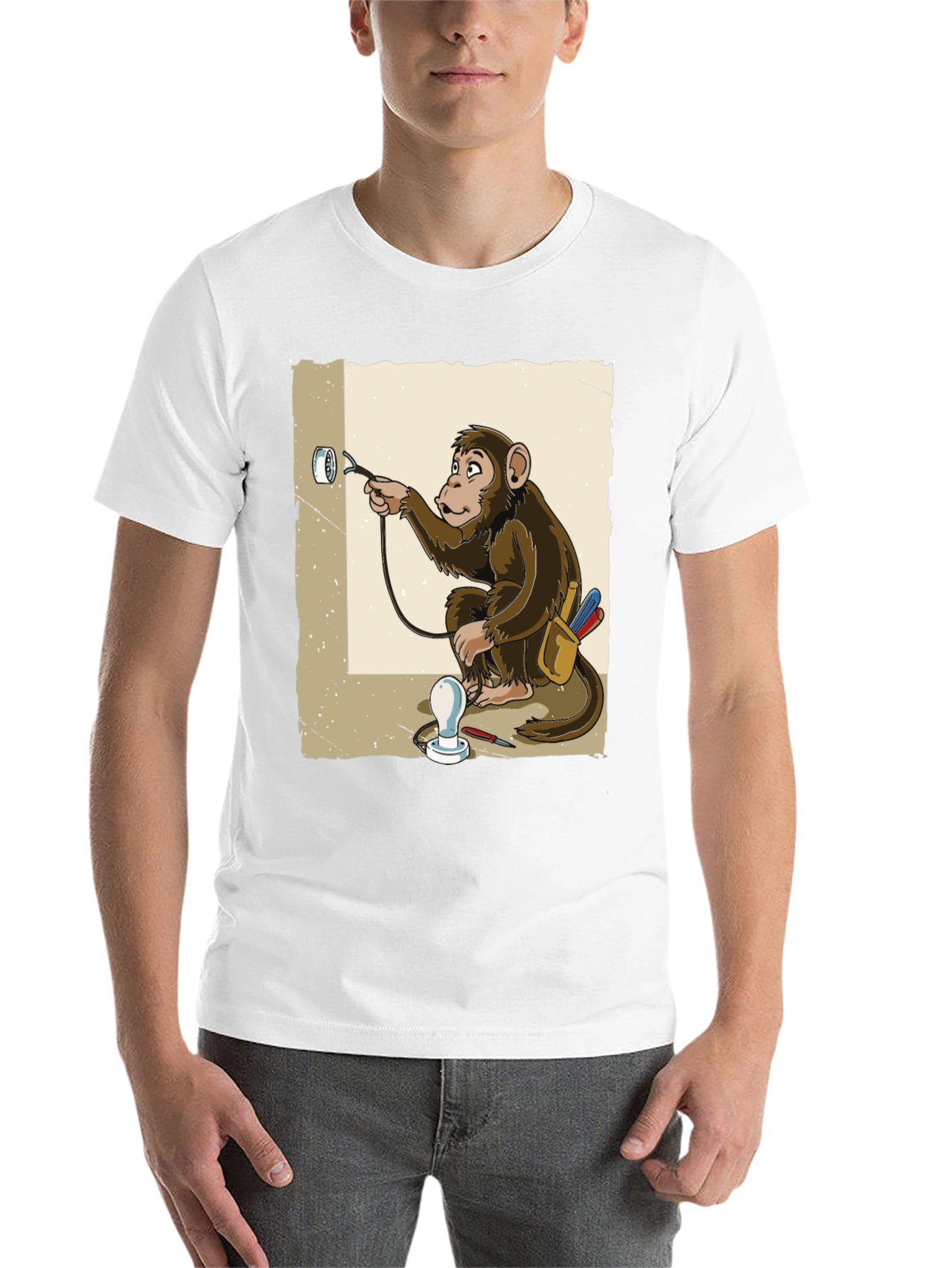 Black Electrician Monkey Graphic T-Shirt view 14
