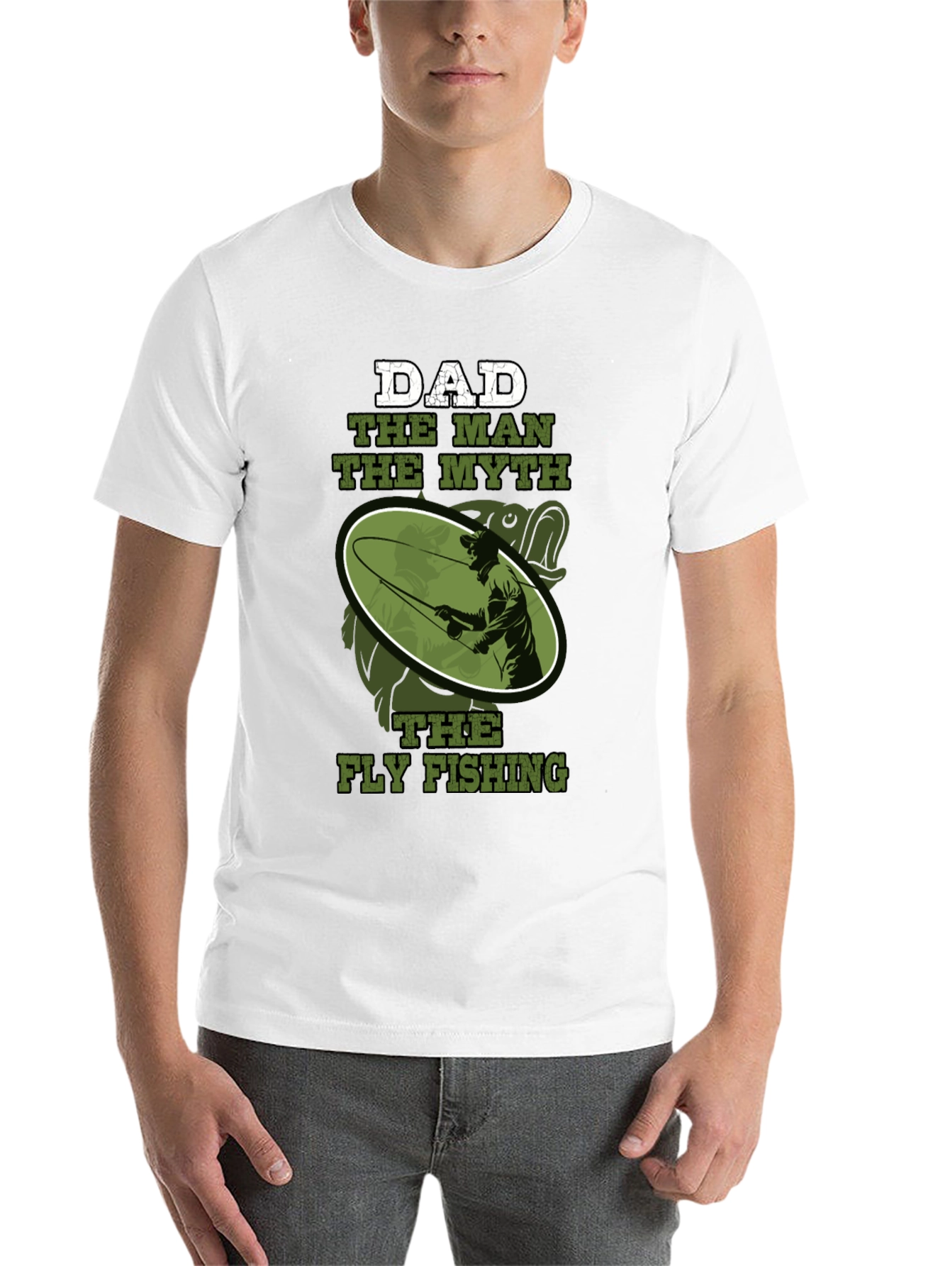 Black Dad The Man Myth Fly Fishing Graphic Tee view 14