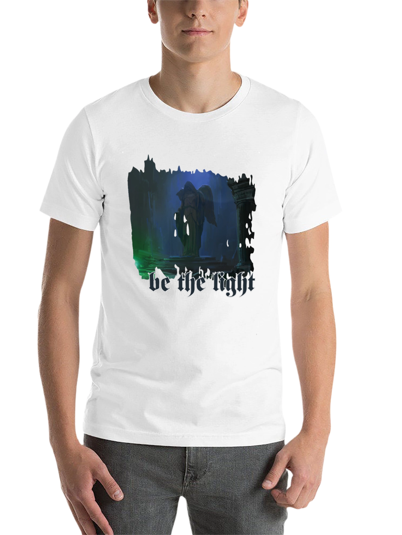 Black Be The Light T-Shirt - Gothic Angel Design view 14