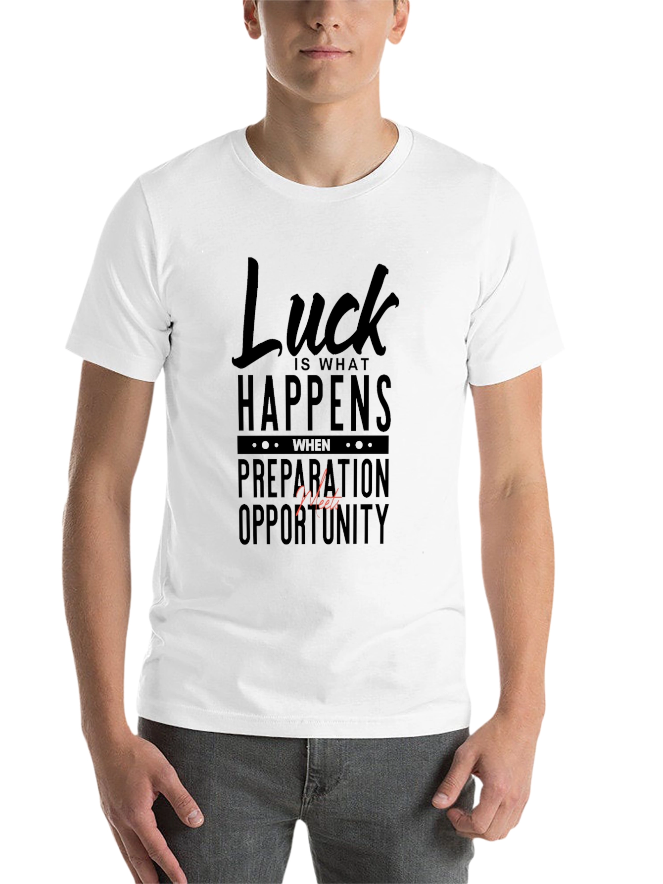 Black Luck Happens Black Graphic Tee view 14