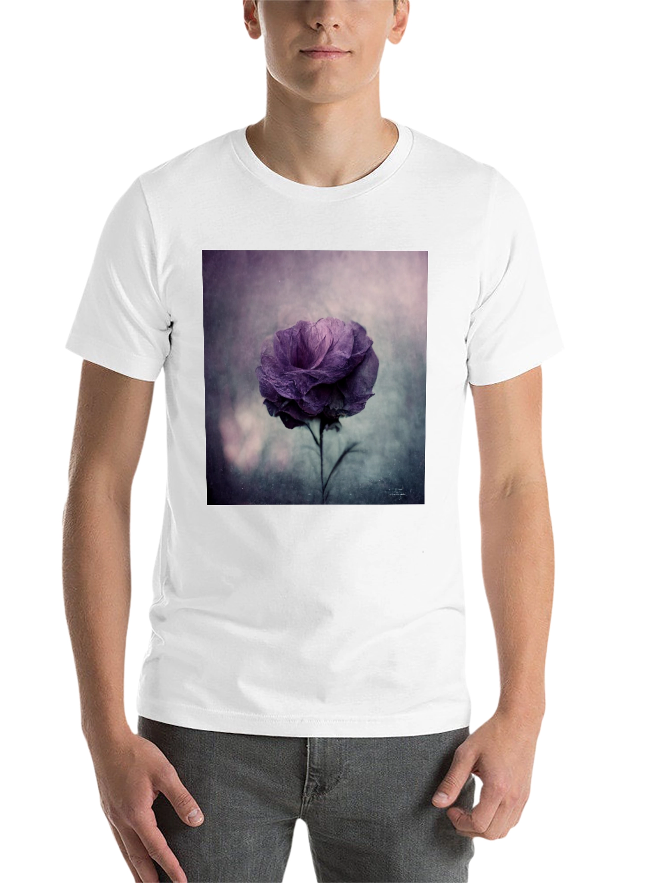 Black Floral Graphic Tee - Black Cotton Comfort view 14