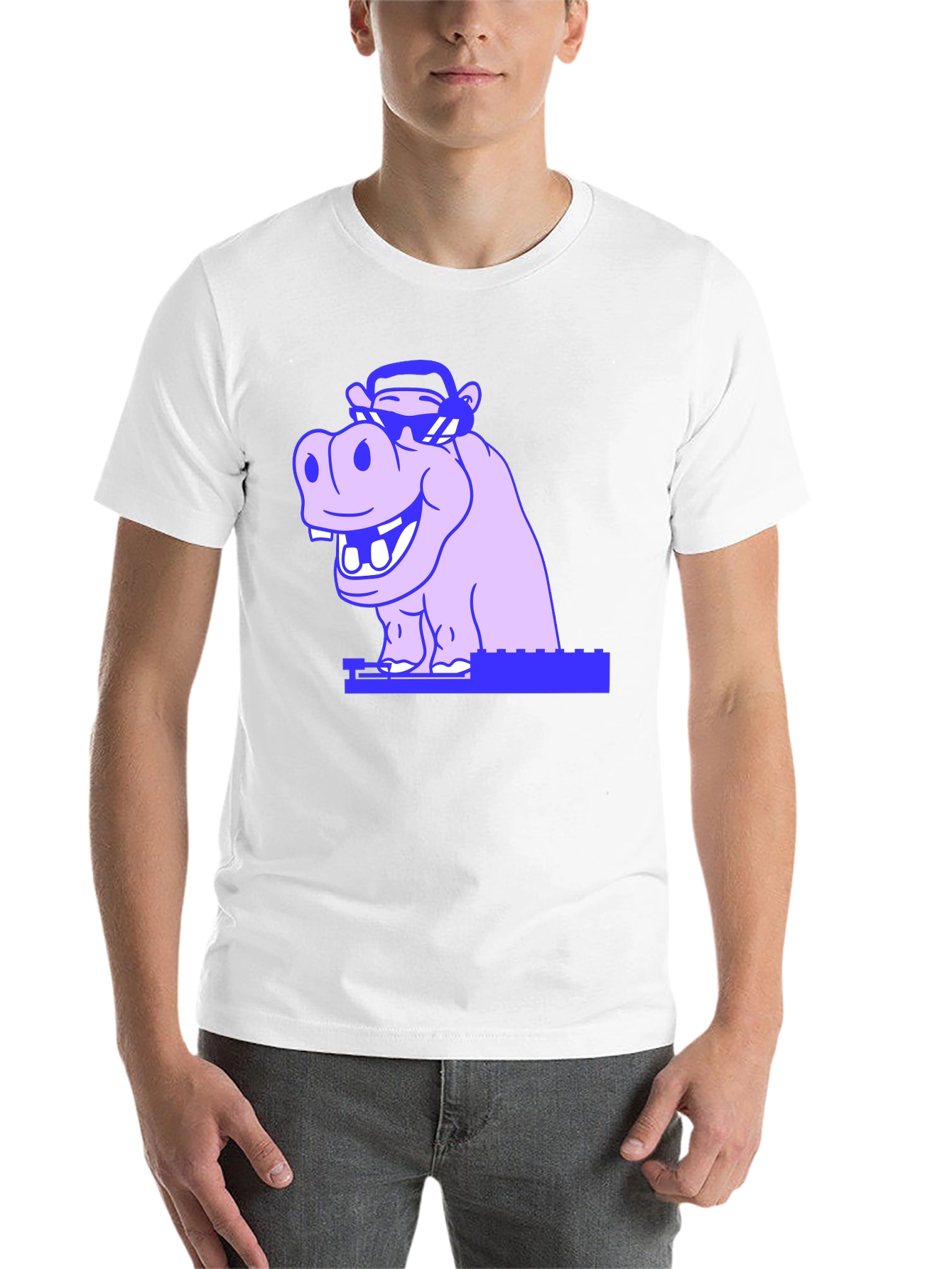 Black Cool Hippo Graphic Tee - Unisex Black T-Shirt view 14