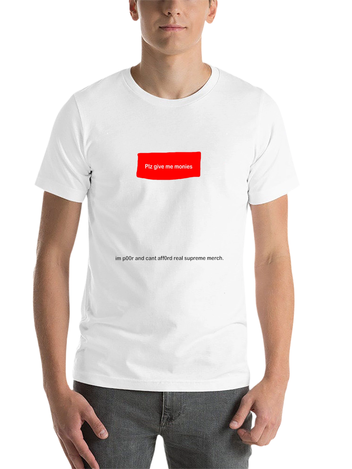 Black Plz Give Me Monies Funny T-Shirt view 14