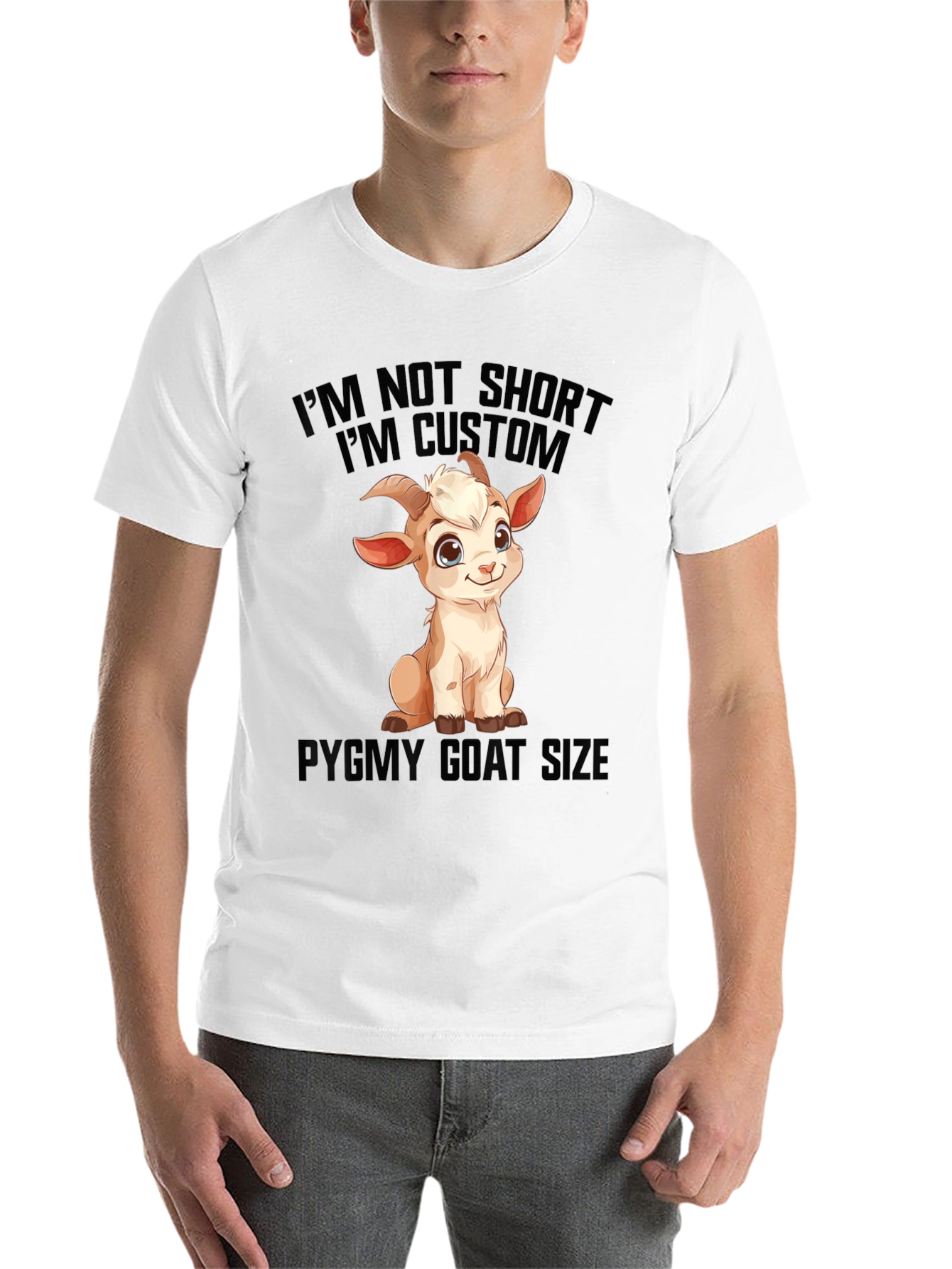 Black Funny Goat T-Shirt - I'm Not Short, I'm Custom! view 14