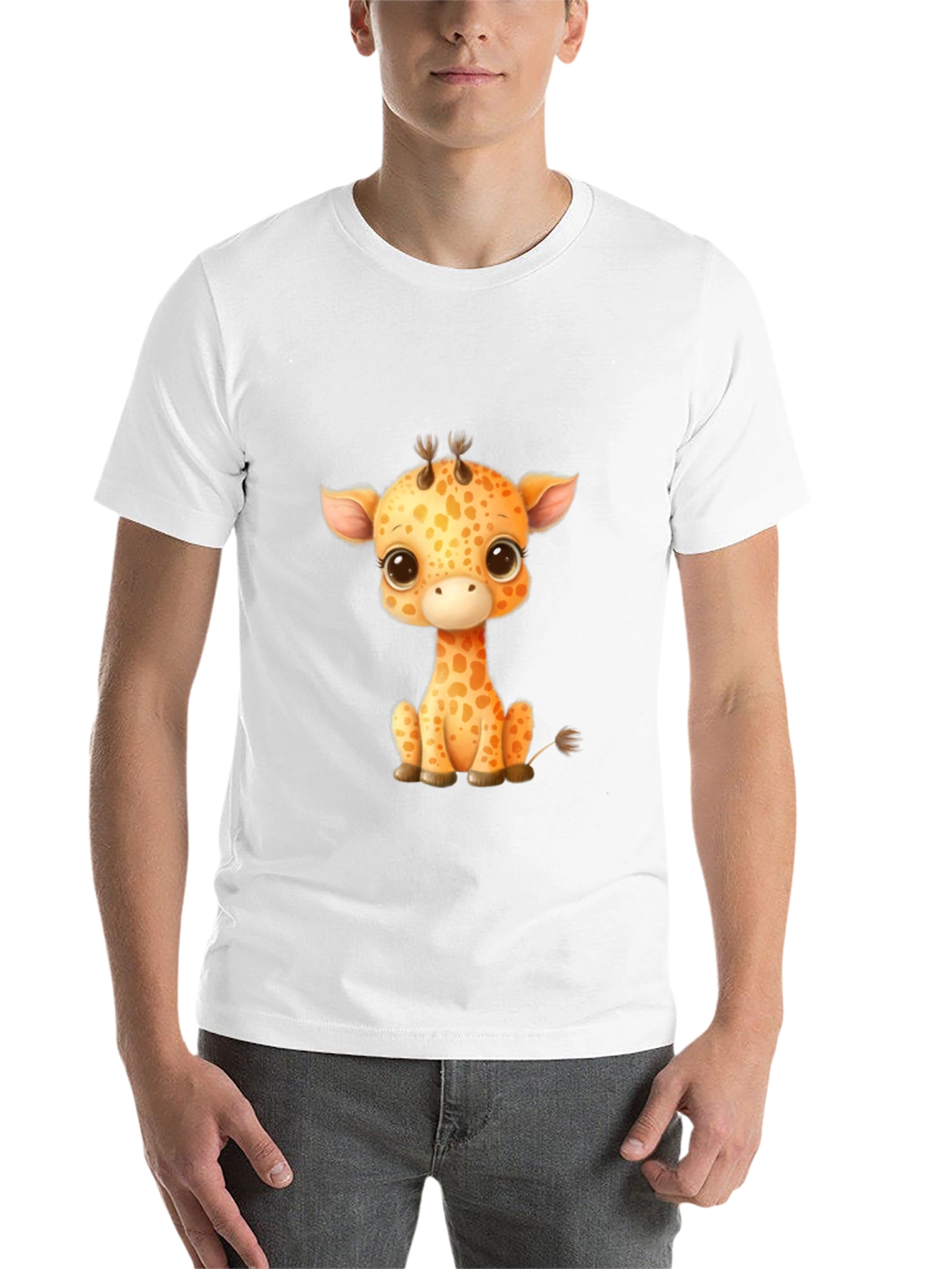 Black Cute Giraffe Graphic T-Shirt - Unisex view 14
