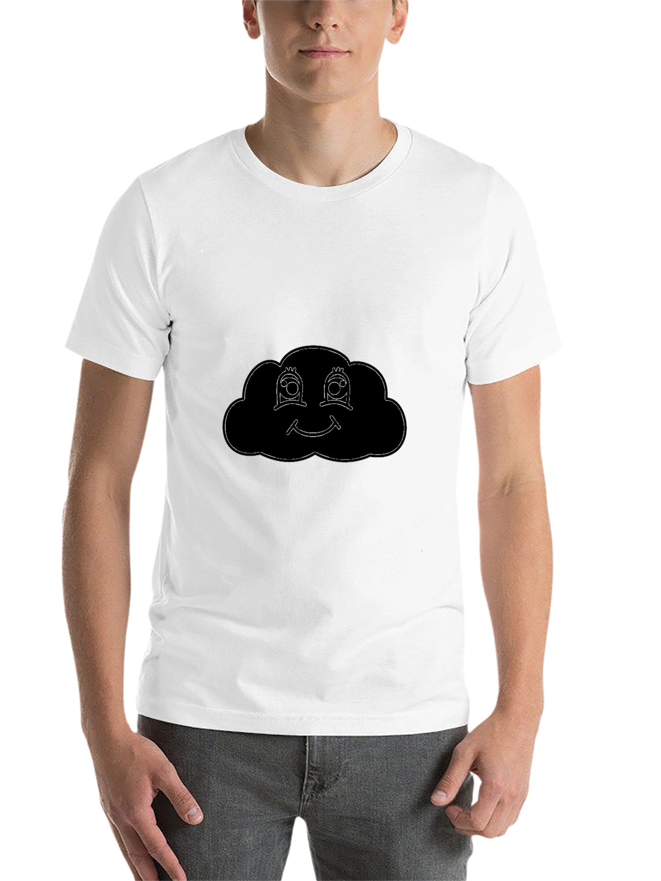 Black Smiling Cloud Graphic Tee - Black Cotton Comfort view 14