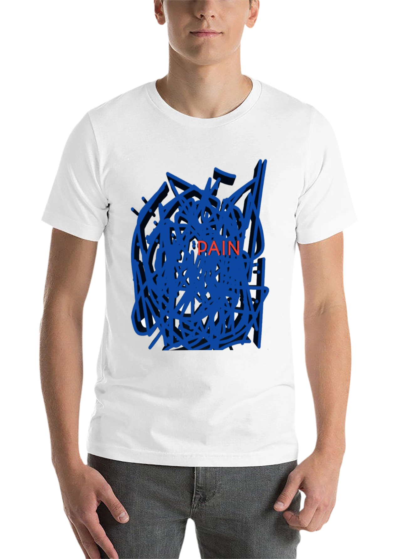 Black Edgy "Pain" Graphic Black T-Shirt view 14