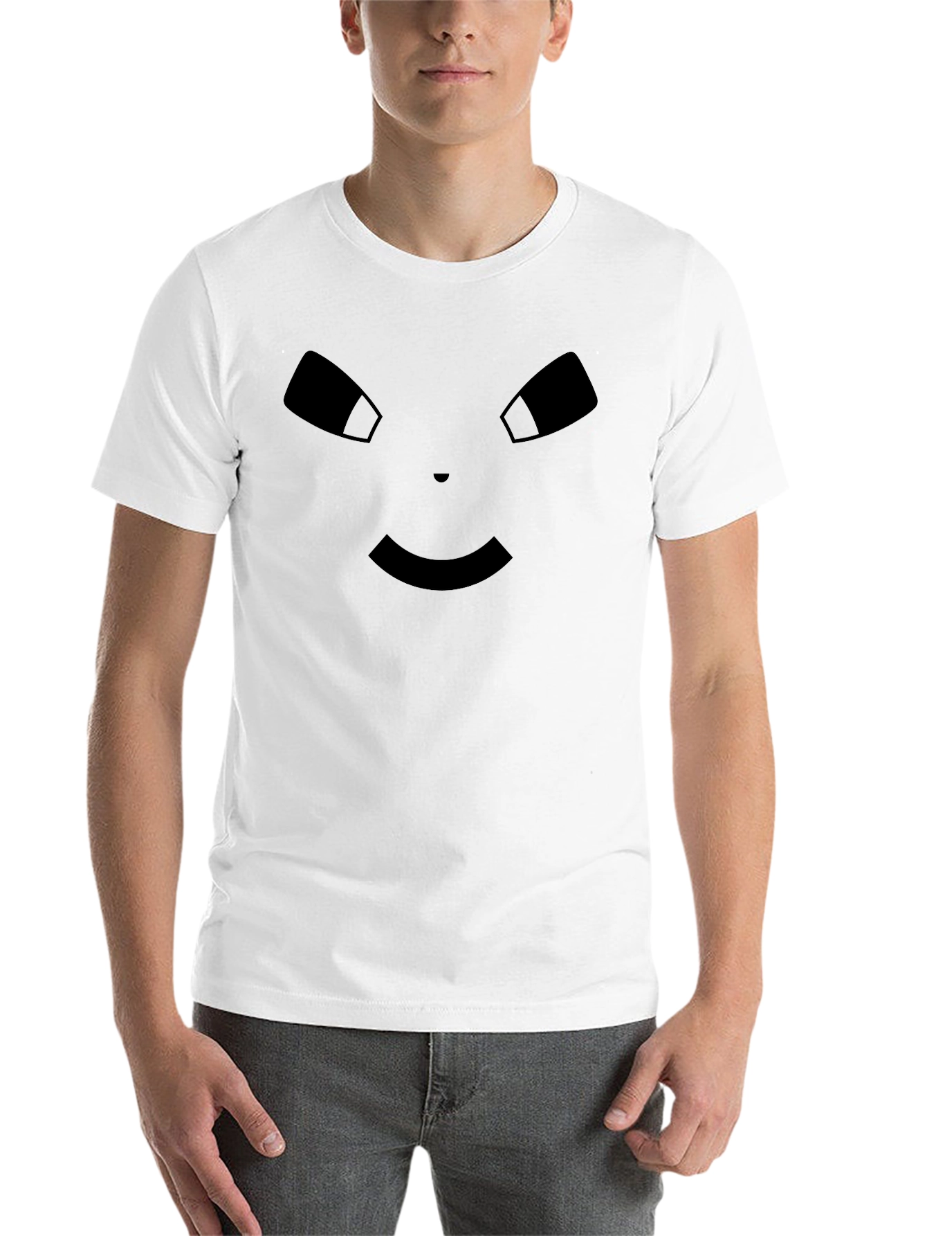 Black Minimalist Face Graphic Black T-Shirt view 14