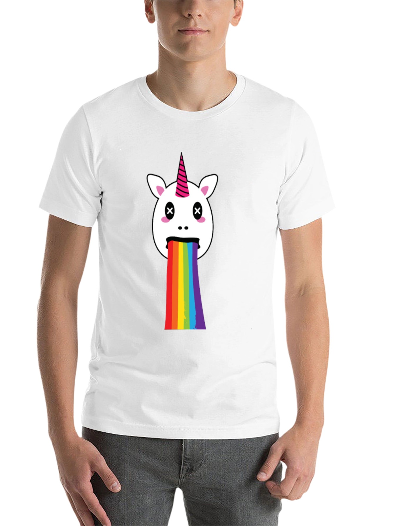 Black Unicorn Rainbow Puke Graphic Tee view 14