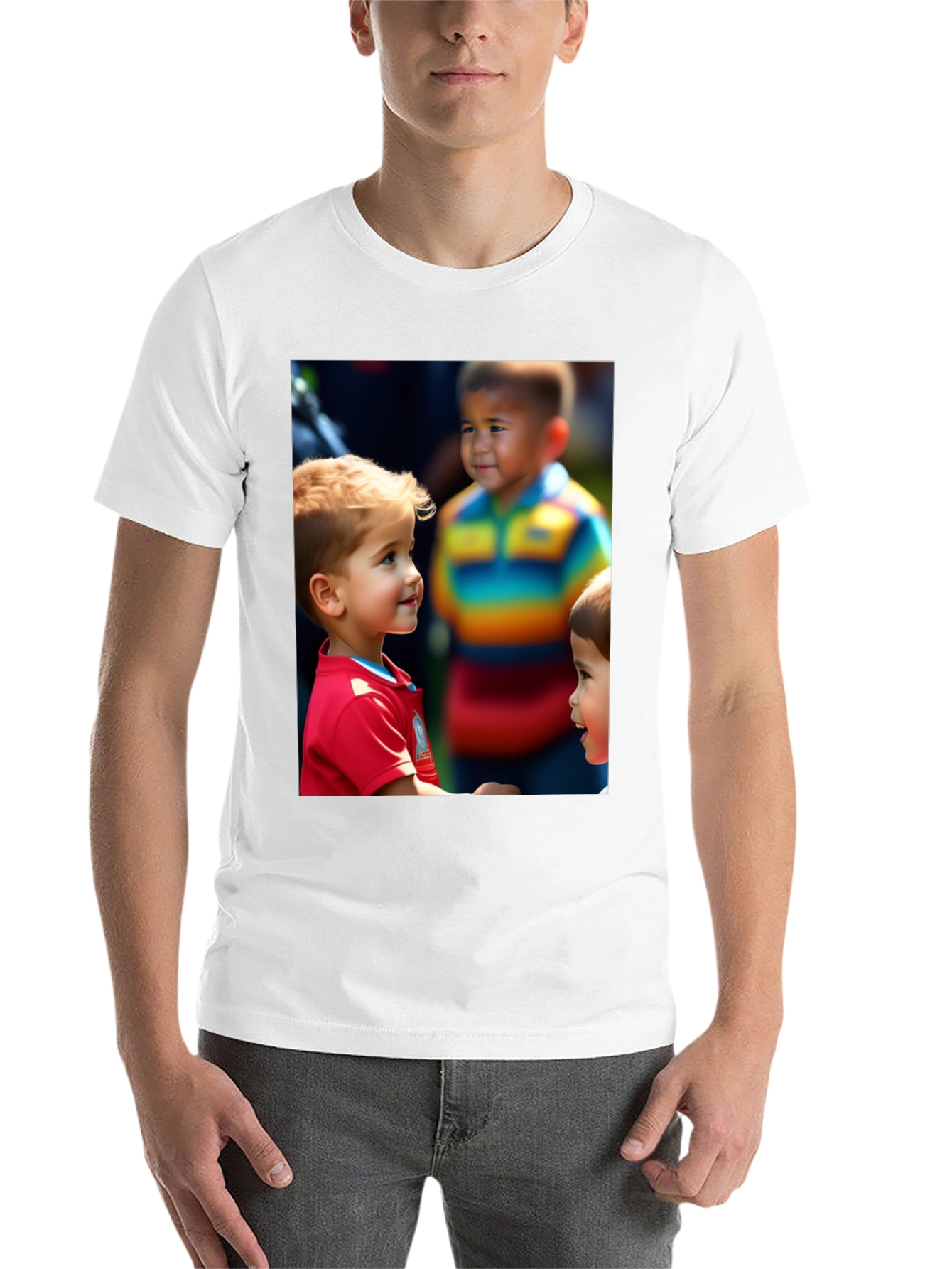 Black Unique T-Shirt with Adorable Children Print view 14