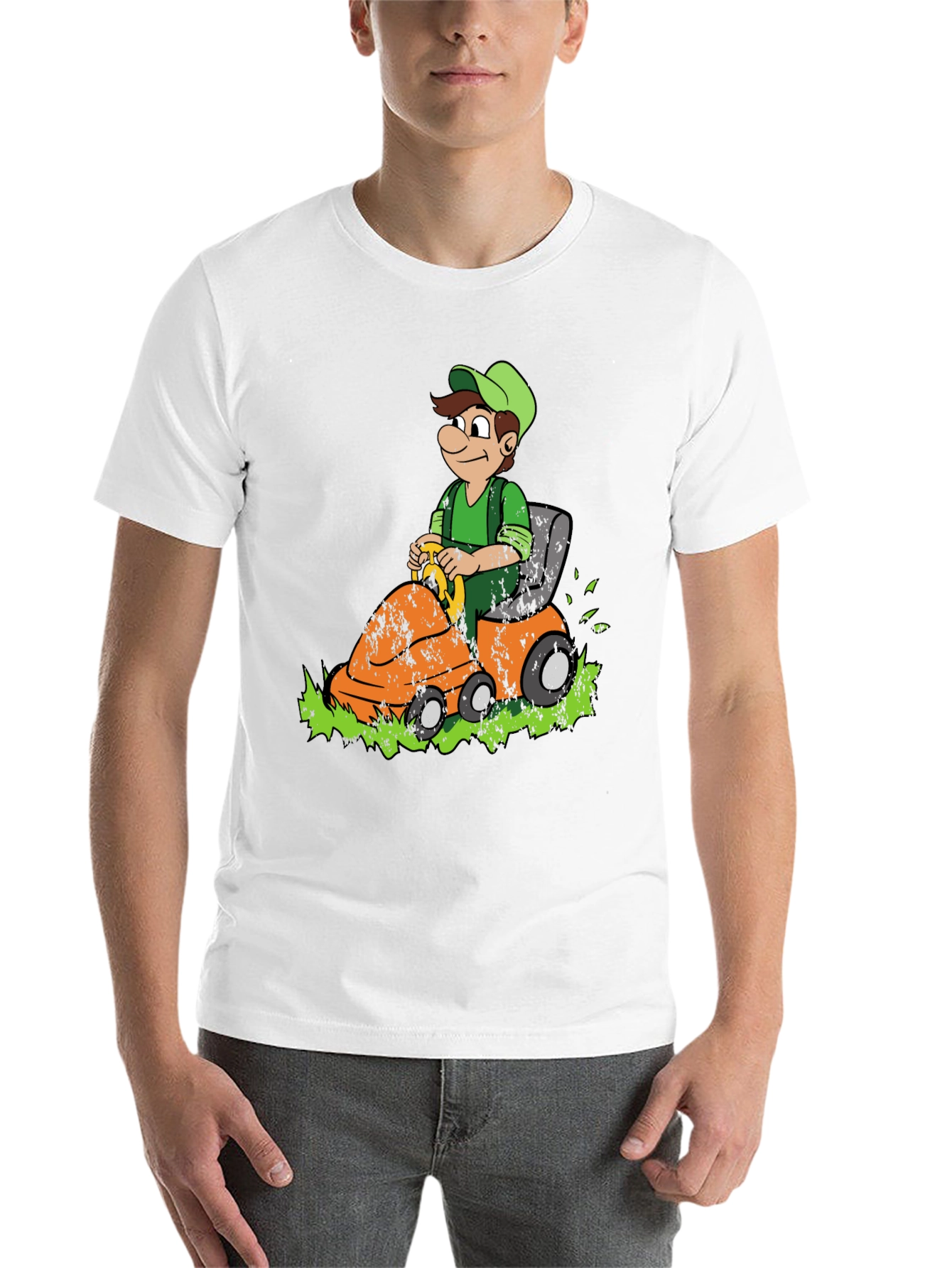 Black Lawn Mowing Luigi Graphic Tee - Black Cotton Blend view 14