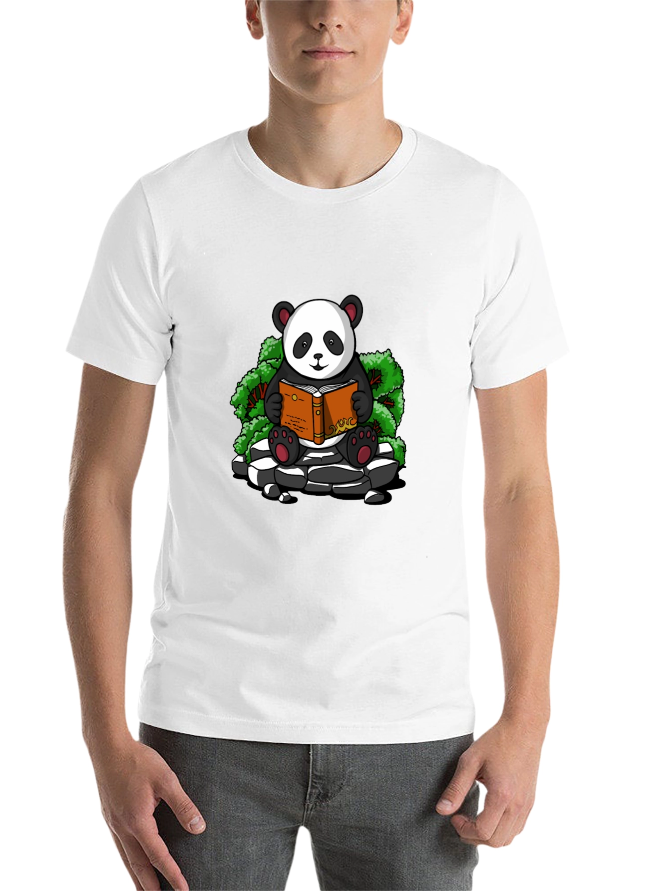 Black Panda Reader Graphic Tee - Black Cotton T-Shirt view 14