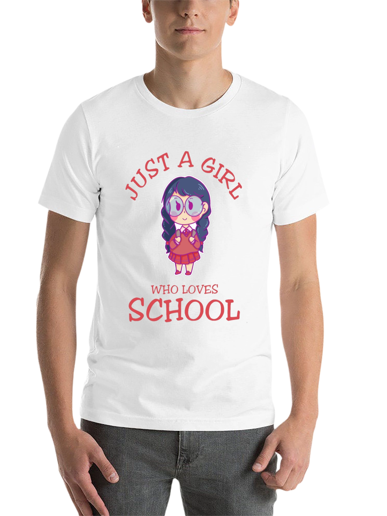 Black Just A Girl Who Loves School T-Shirt view 14