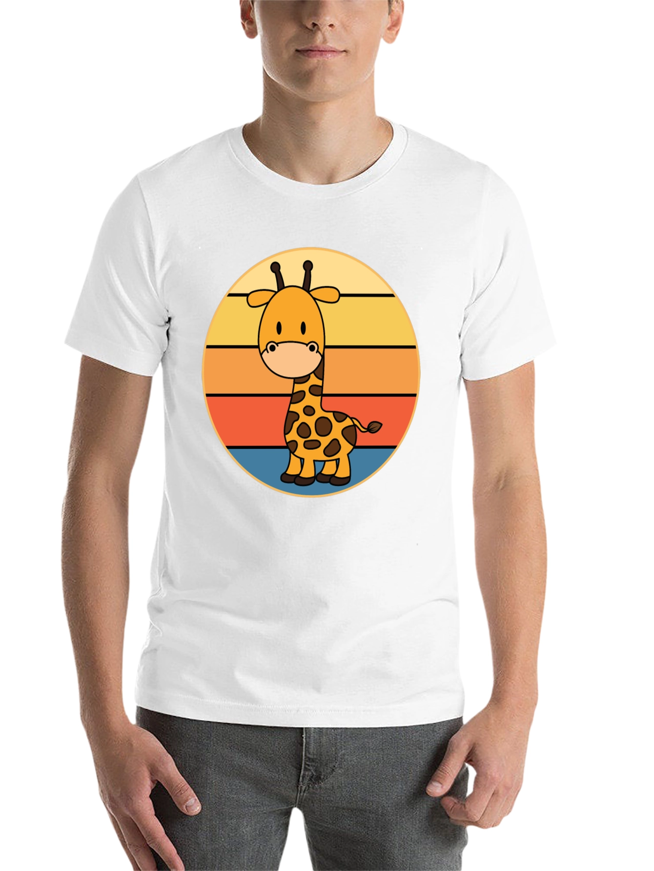 Black Giraffe Retro Sunset T-Shirt view 14