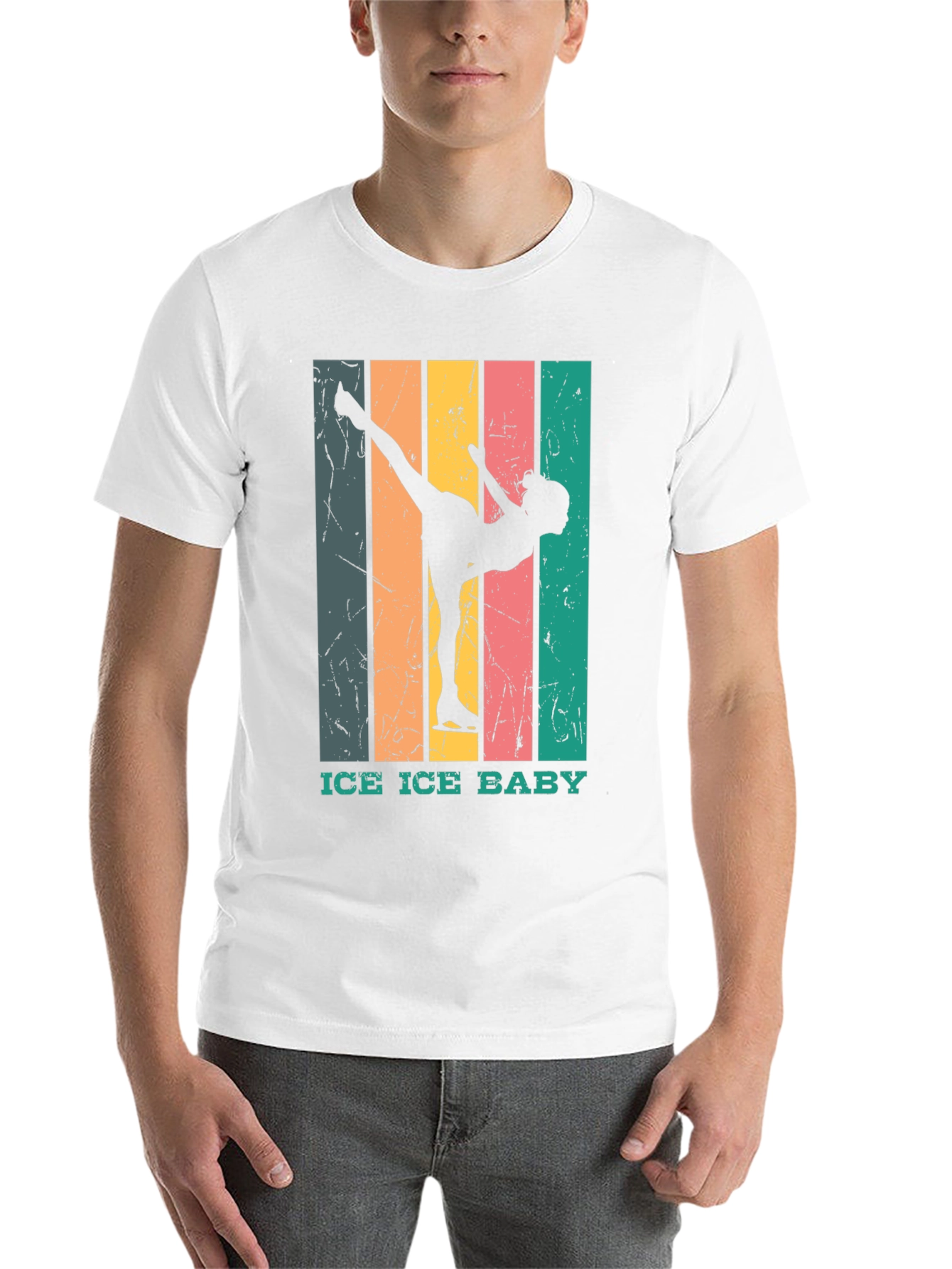 Black Retro Ice Skating T-Shirt - "Ice Ice Baby" Design view 14