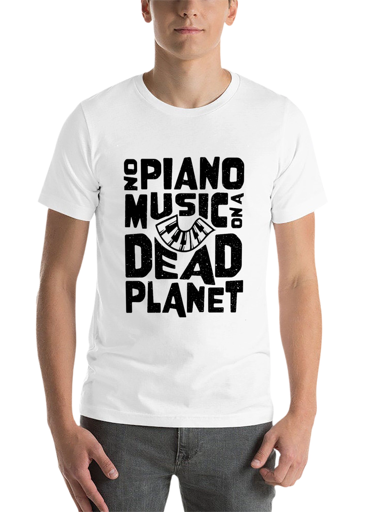 Black No Piano Music On A Dead Planet Black T-Shirt view 14